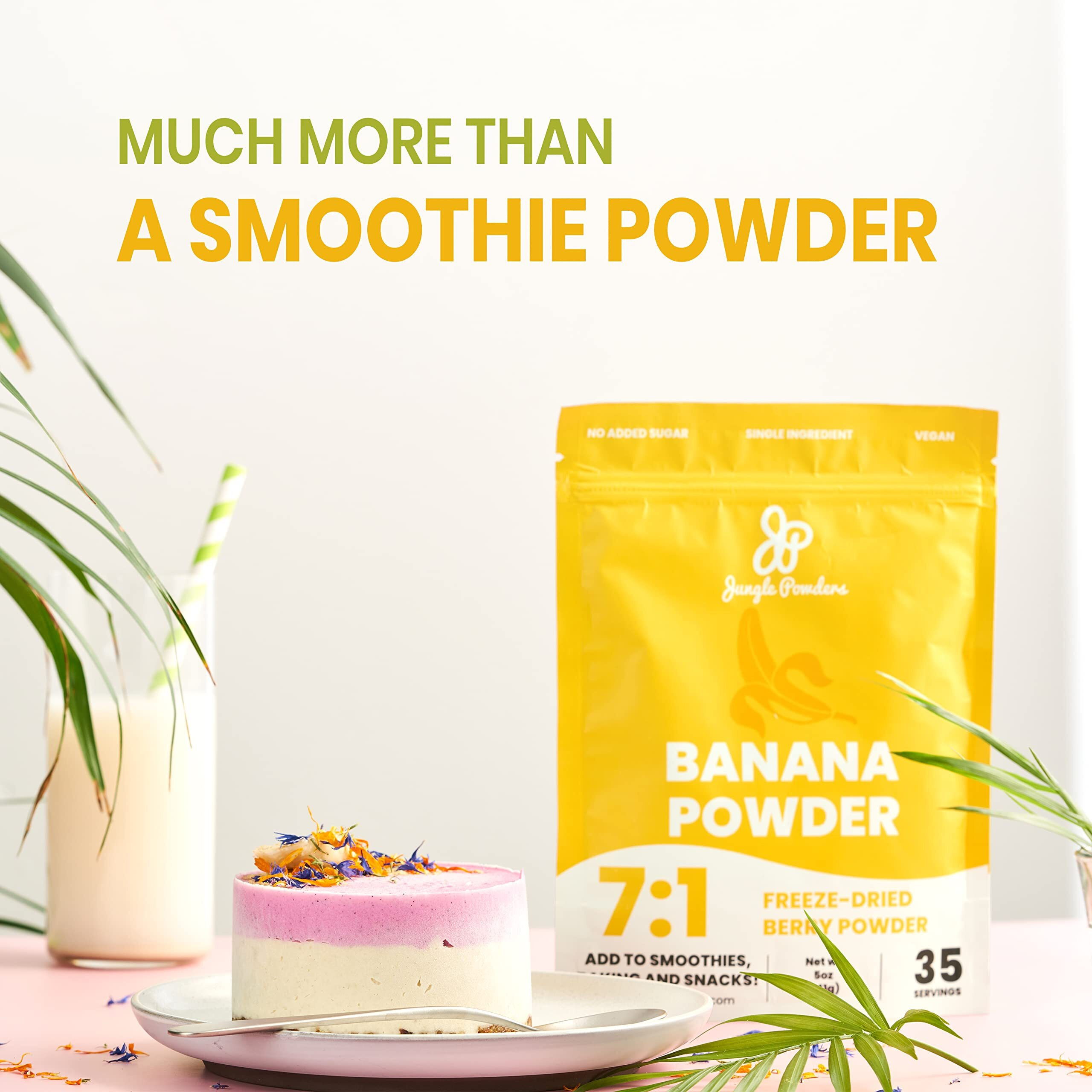 Jungle Powders Banana Powder For Smoothies 5 Ounce Bag Freeze Dried Banana Powder, Banana Extract For Baking Flavoring Banana Flakes Flour For Juice
