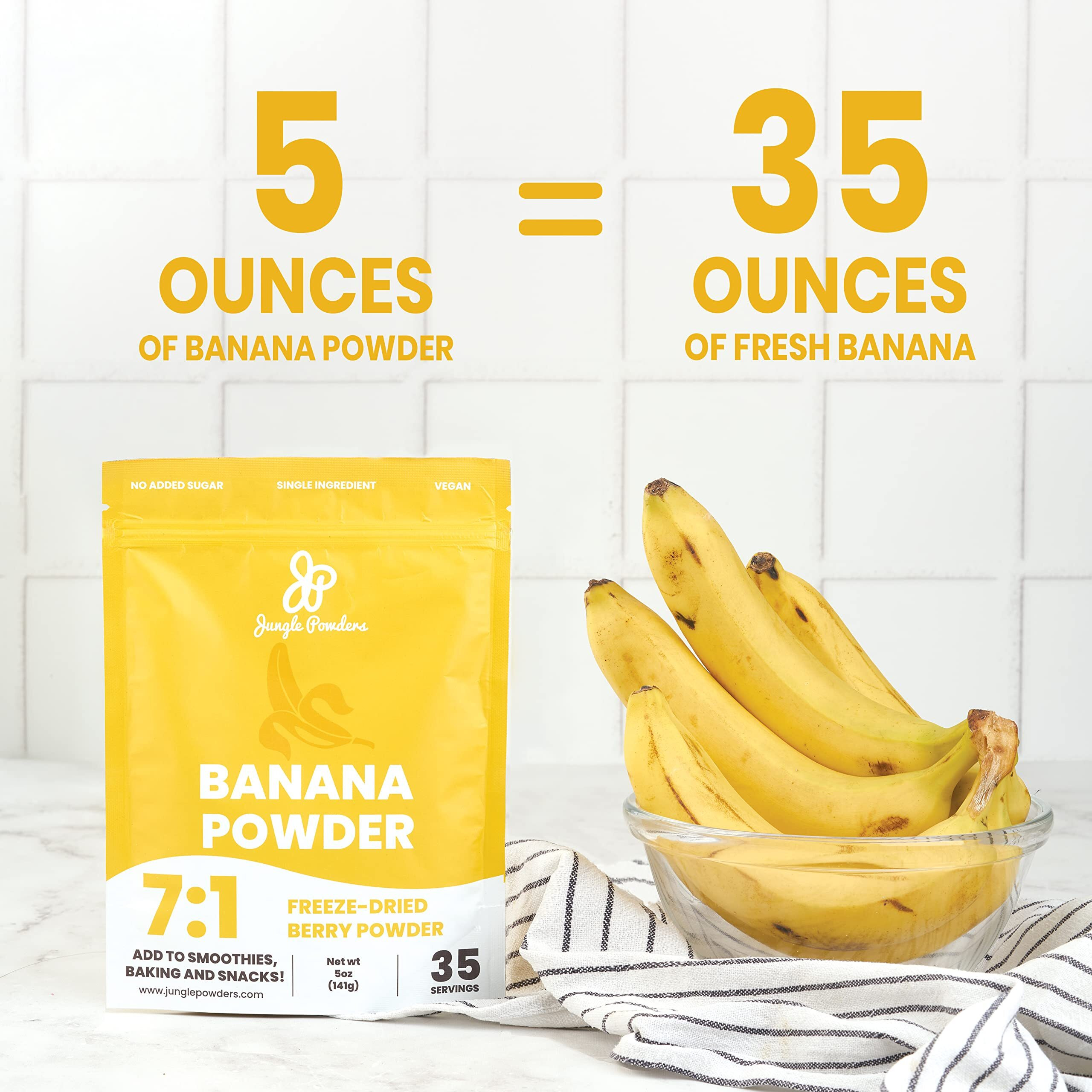 Jungle Powders Banana Powder For Smoothies 5 Ounce Bag Freeze Dried Banana Powder, Banana Extract For Baking Flavoring Banana Flakes Flour For Juice