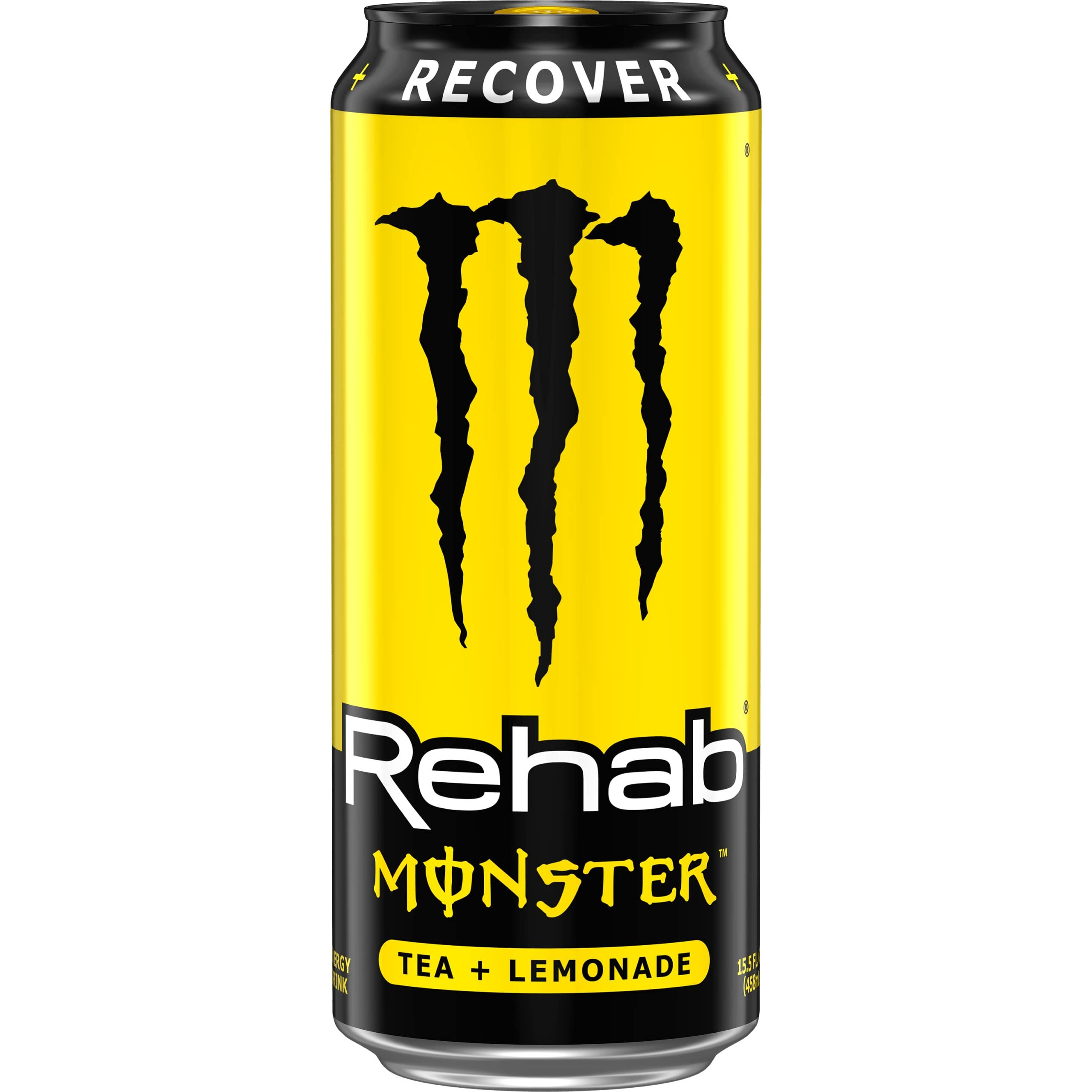 Monster Energy Rehab Tea + Lemonade + Energy, Energy Iced Tea, Energy Drink 15.5 Ounce (Pack Of 15)