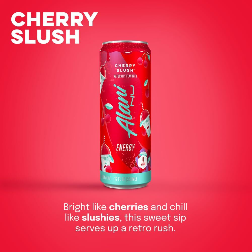 Alani Nu Cherry Slush Sugar Free, Low Calorie Energy Drinks | 200Mg Caffeine | Pre Workout Performance With Antioxidants | Biotin B Vitamins | Zero Sugar | 10 Calories | 12 Fl Oz Cans