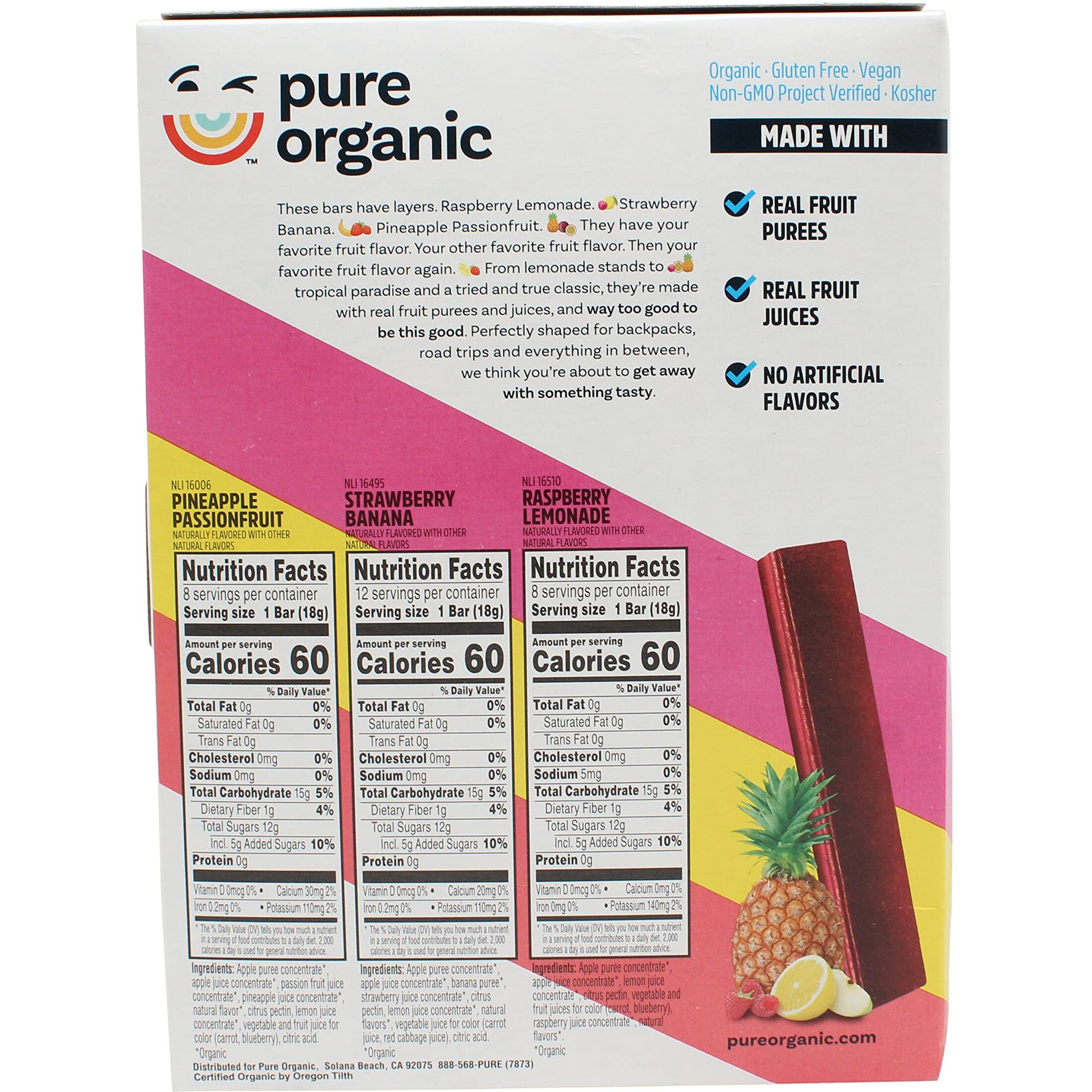 Pure Organic Layered Fruit Bars Variety Pack 28 Count (Pack Of 1).