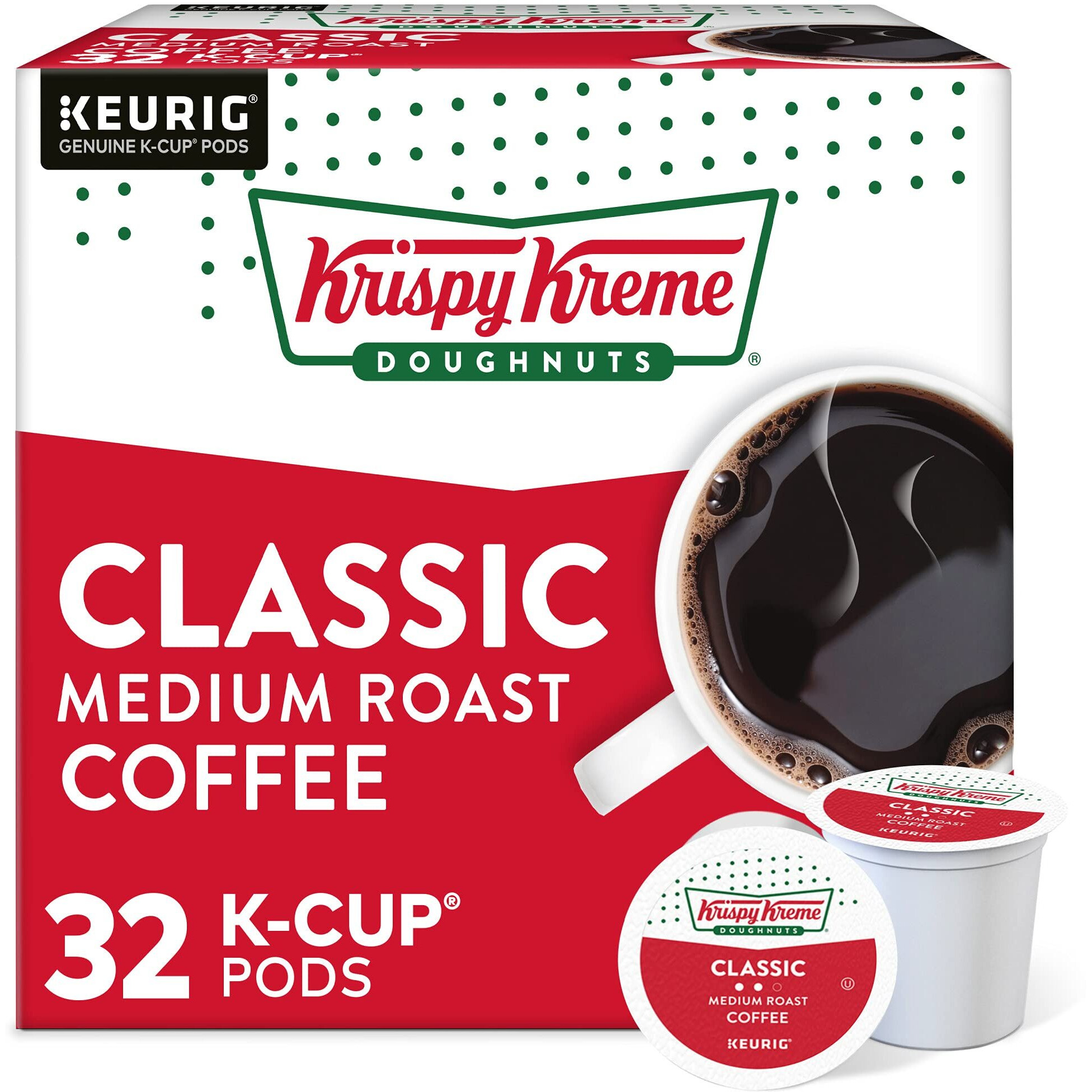 Krispy Kreme Classic, Single-Serve Keurig K-Cup Pods, Medium Roast Coffee Pods, 32 Count
