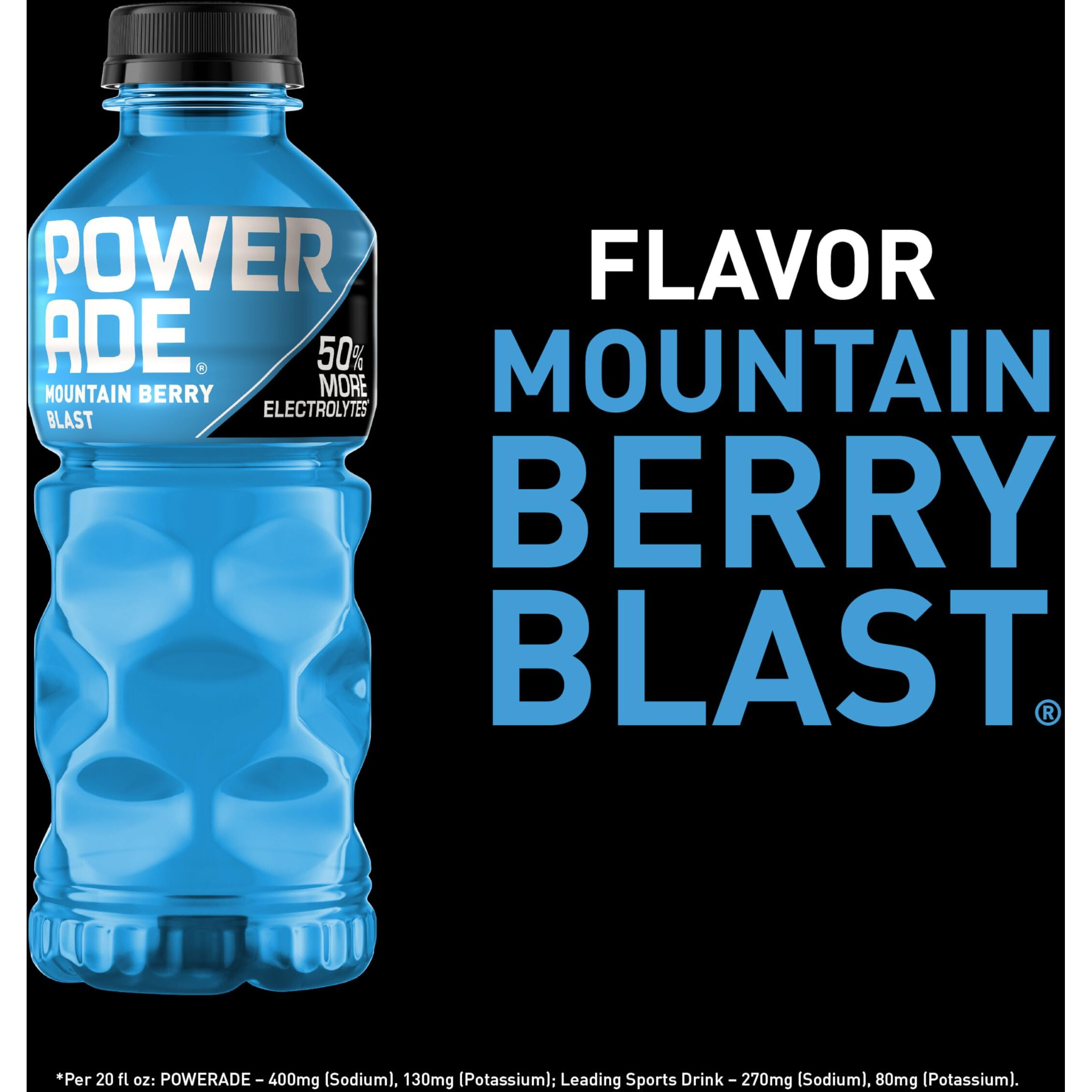 Powerade Sports Drink Mountain Berry Blast, 20 Ounce (Pack Of 24)
