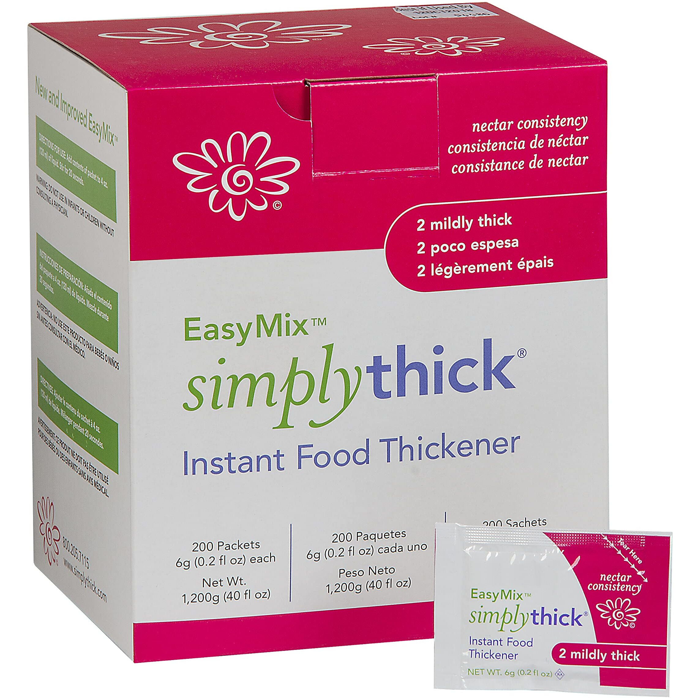 Simplythick Easymix | 200 Count Of 6G Individual Packets | Gel Thickener For Those With Dysphagia & Swallowing Disorders | Creates An Iddsi Level 2 - Mildly Thick (Nectar Consistency)