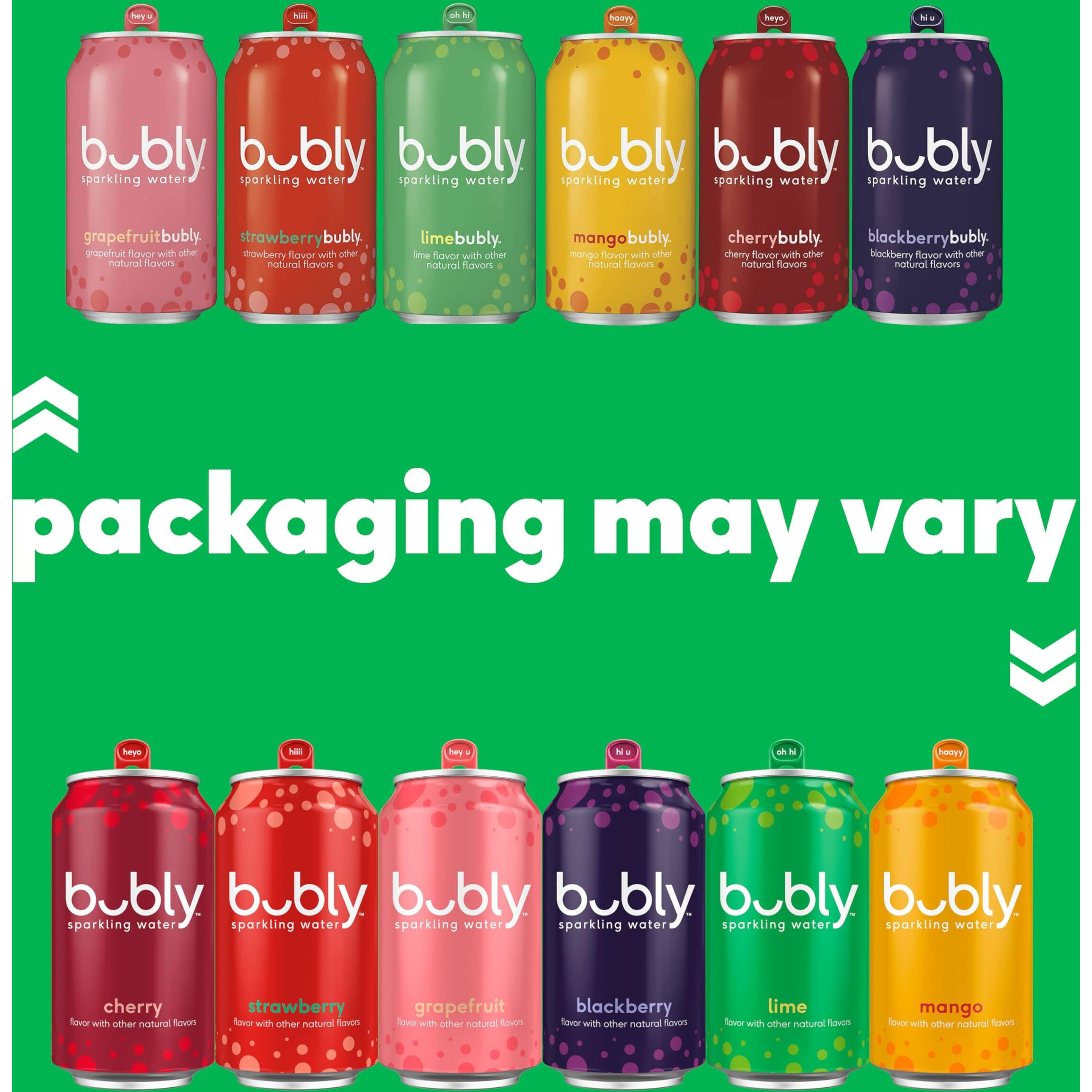 Bubly Sparkling Water, 6 Flavor Variety Pack (Blackberry, Lime, Cherry, Grapefruit, Strawberry, Mango), Zero Sugar & Zero Calories, Seltzer Water, 12 Fl Oz Cans (Pack Of 18)