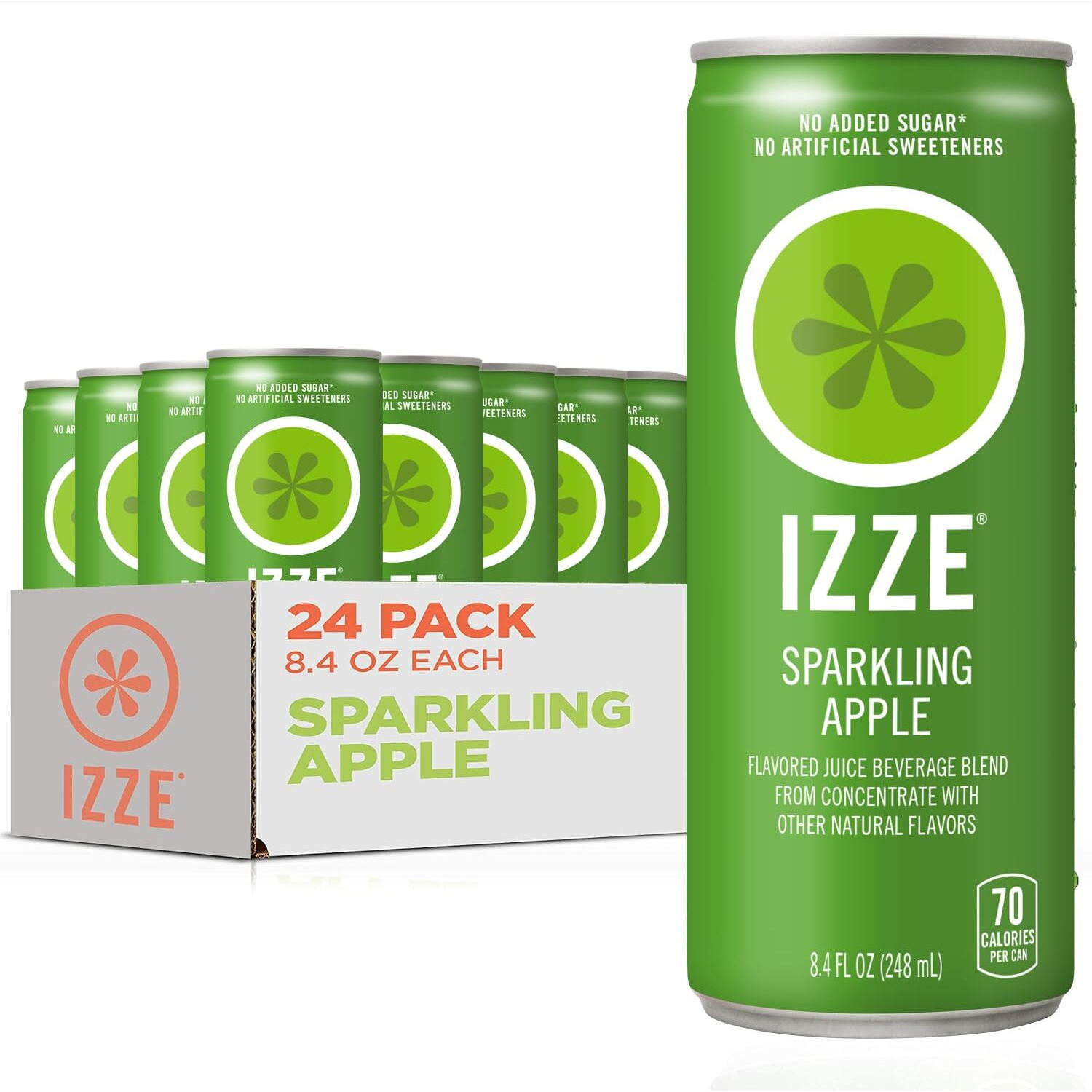 Izze Sparkling Juice, Apple, No Added Sugars, No Preservatives, Non-Gmo, 8.4 Fl Oz Can (Pack Of 24)