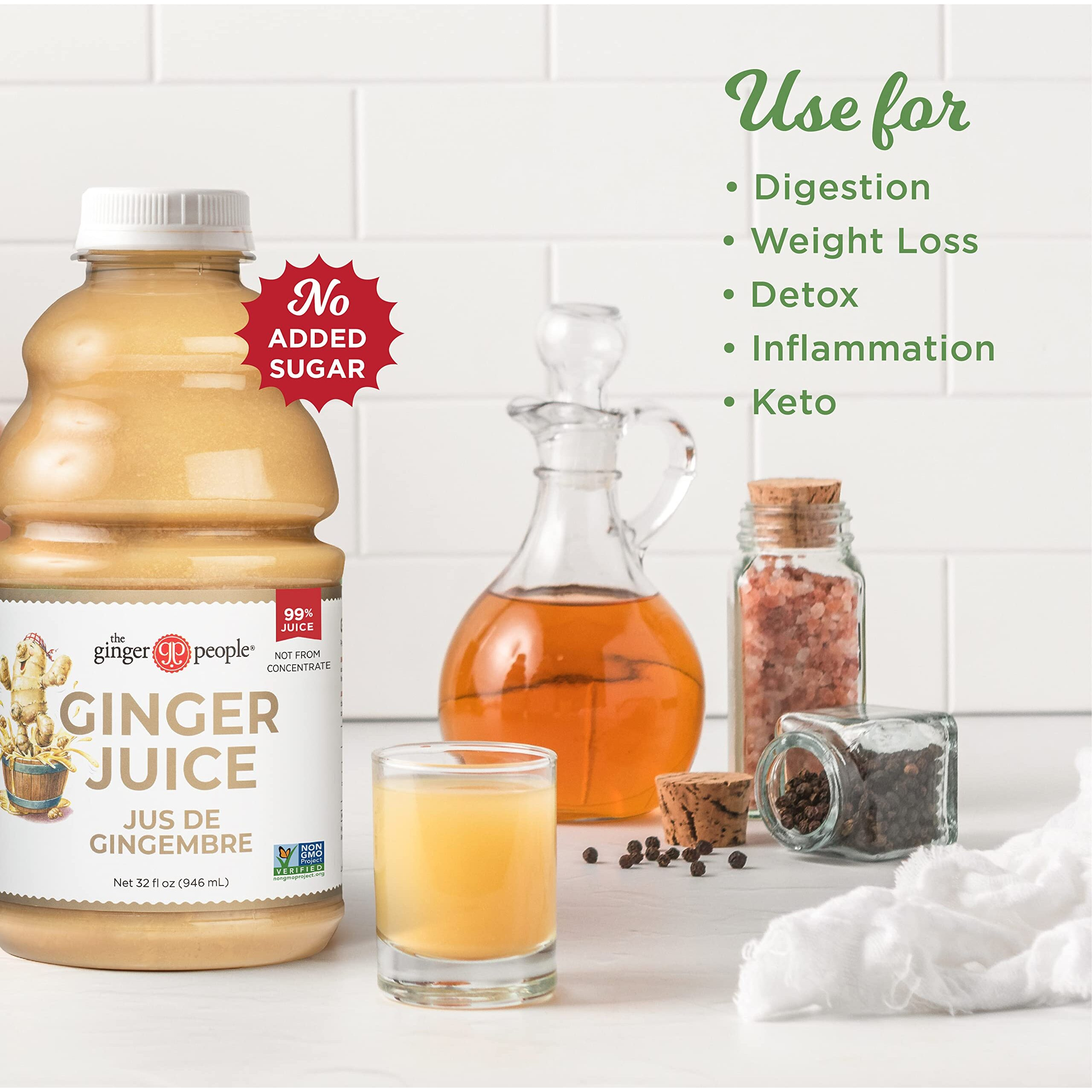 Ginger Juice, 99% Pure Ginger Juice By The Ginger People - Original Flavor And Premium Quality Ginger Juice, 32 Fl Oz Bottle - Pack Of 1