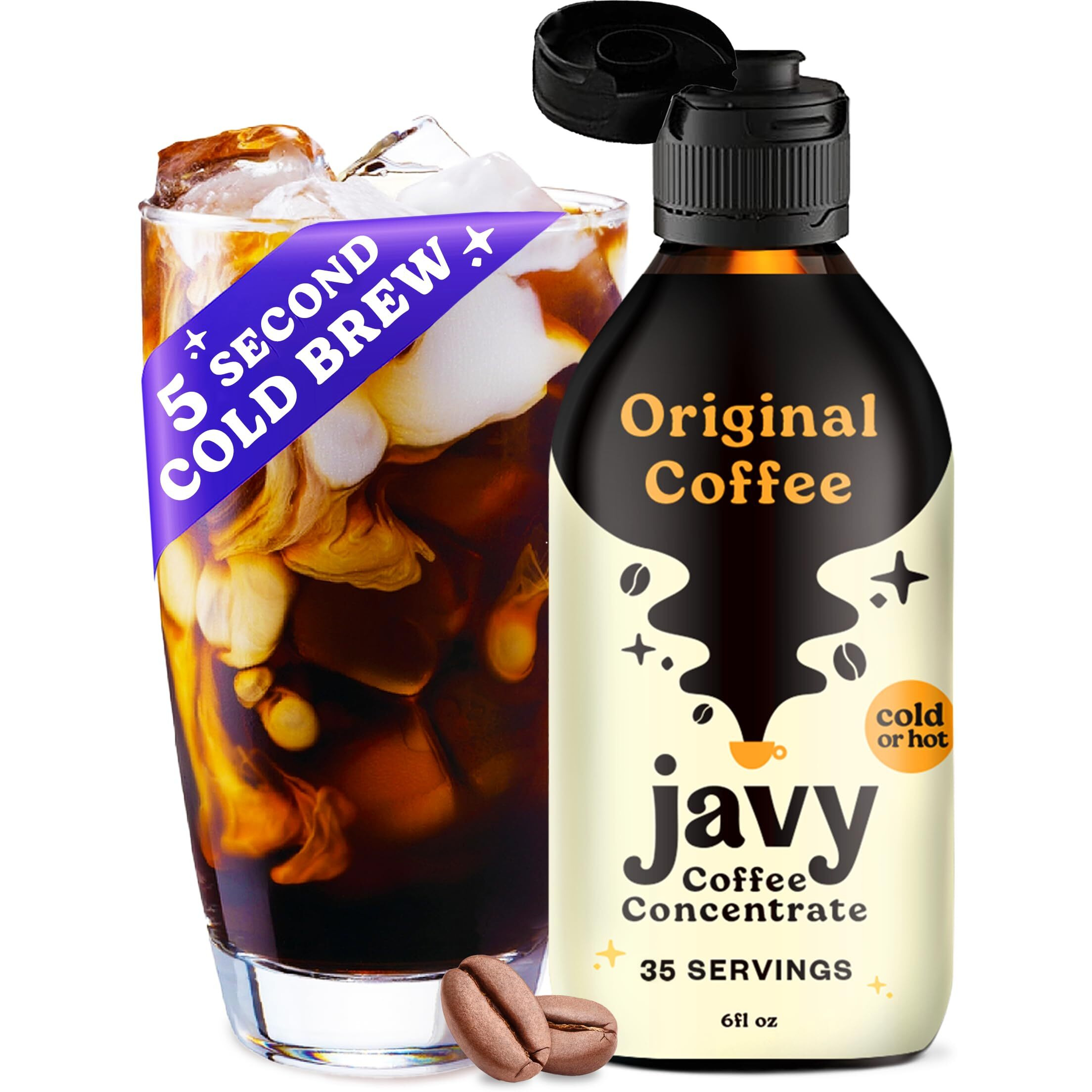 Javy Coffee Concentrate - Cold Brew Coffee, Perfect For Instant Iced Coffee, Cold Brewed Coffee And Hot Coffee, 35 Servings - Original
