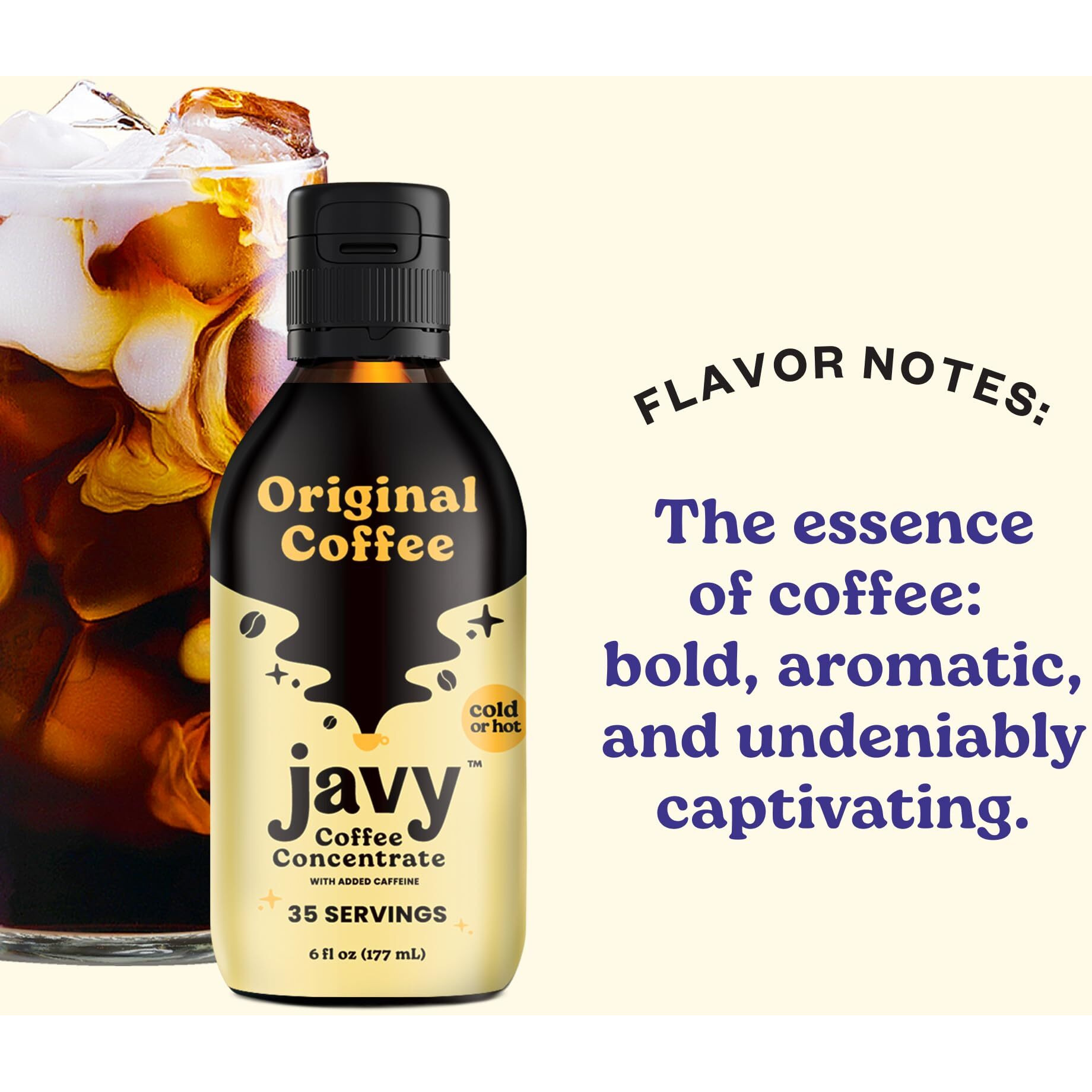 Javy Coffee Concentrate - Cold Brew Coffee, Perfect For Instant Iced Coffee, Cold Brewed Coffee And Hot Coffee, 35 Servings - Original
