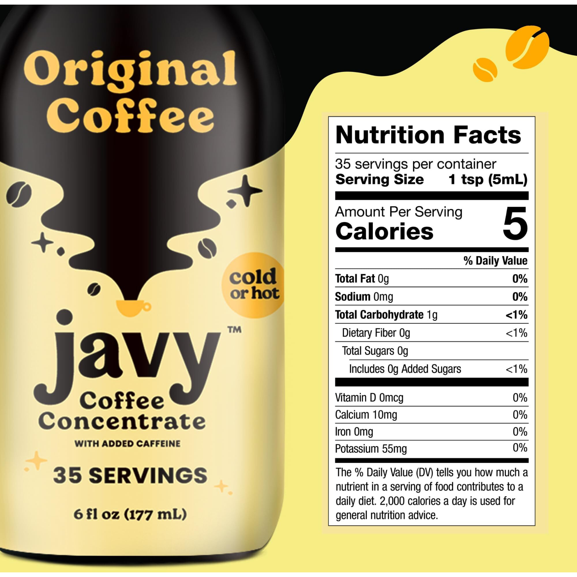 Javy Coffee Concentrate - Cold Brew Coffee, Perfect For Instant Iced Coffee, Cold Brewed Coffee And Hot Coffee, 35 Servings - Original