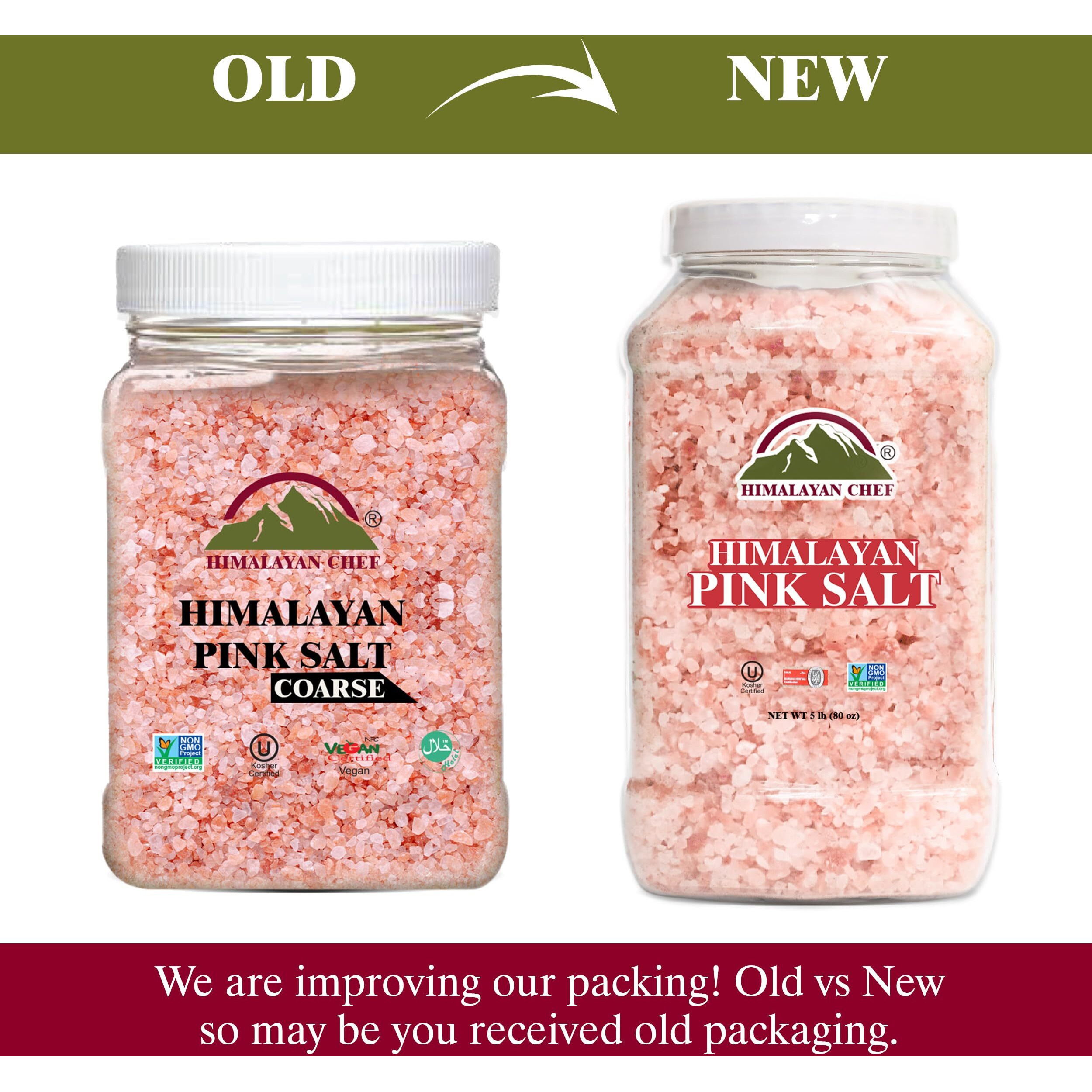 Himalayan Chef Pink Himalayan Salt Coarse Grain, Plastic Jar - 5 Lbs. For Refill Grinders