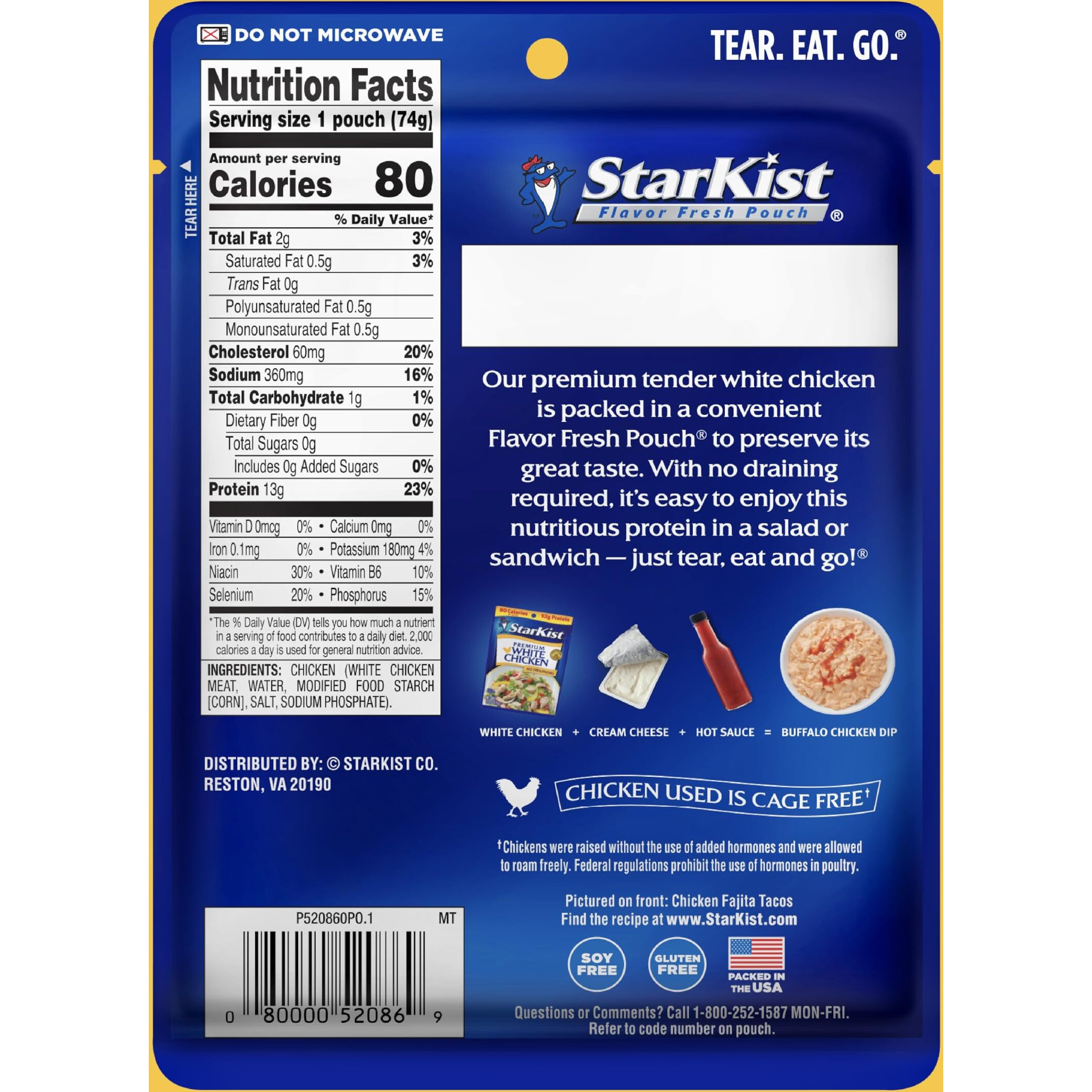Starkist Premium White Chicken - 2.6 Oz Pouch (Pack Of 12)
