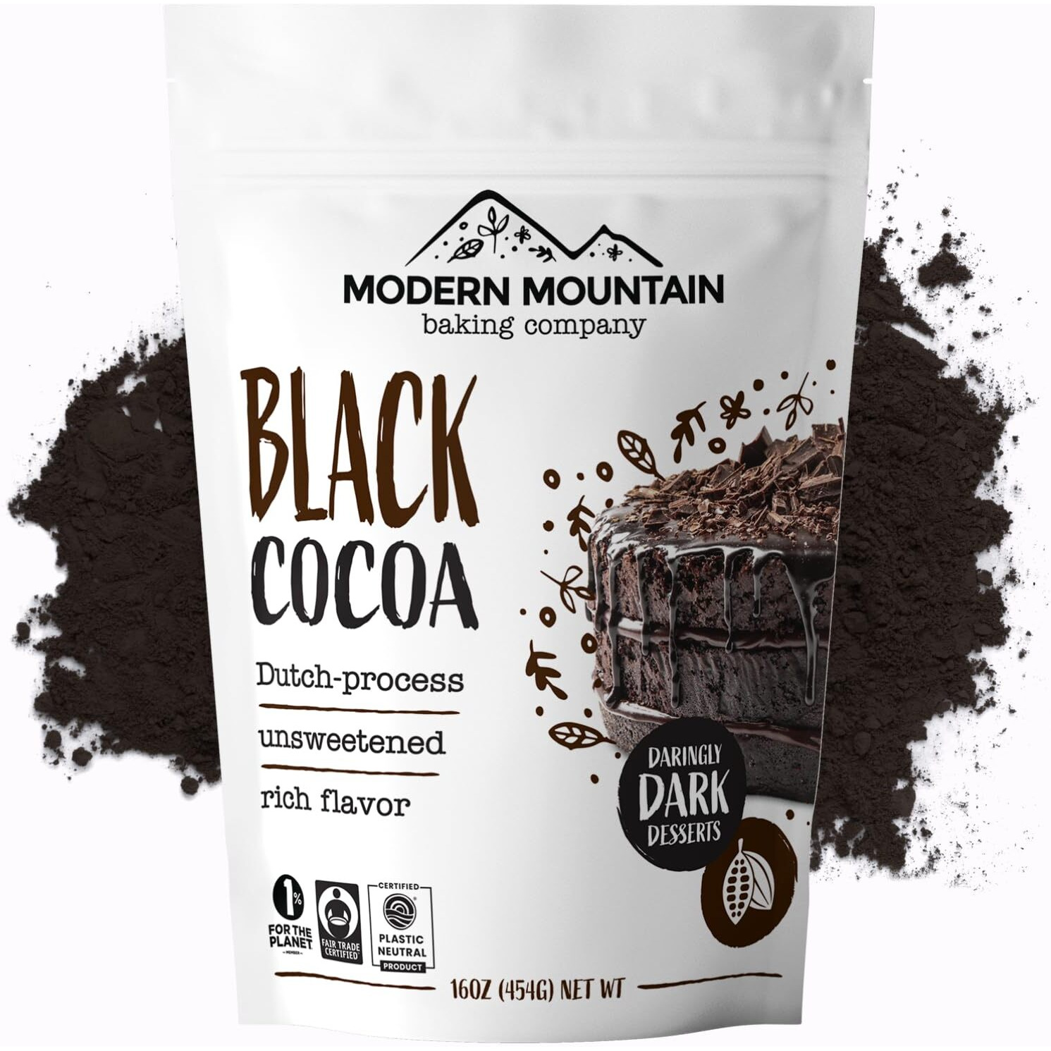 Black Cocoa Powder (1 Lb) Bake The Darkest Chocolate Baked Goods, Achieve Rich Chocolate Flavor, All-Natural Substitute For Black Food Coloring, Dutch-Processed Cocoa Powder, Unsweetened, Extra Dark, Fair Trade Certified