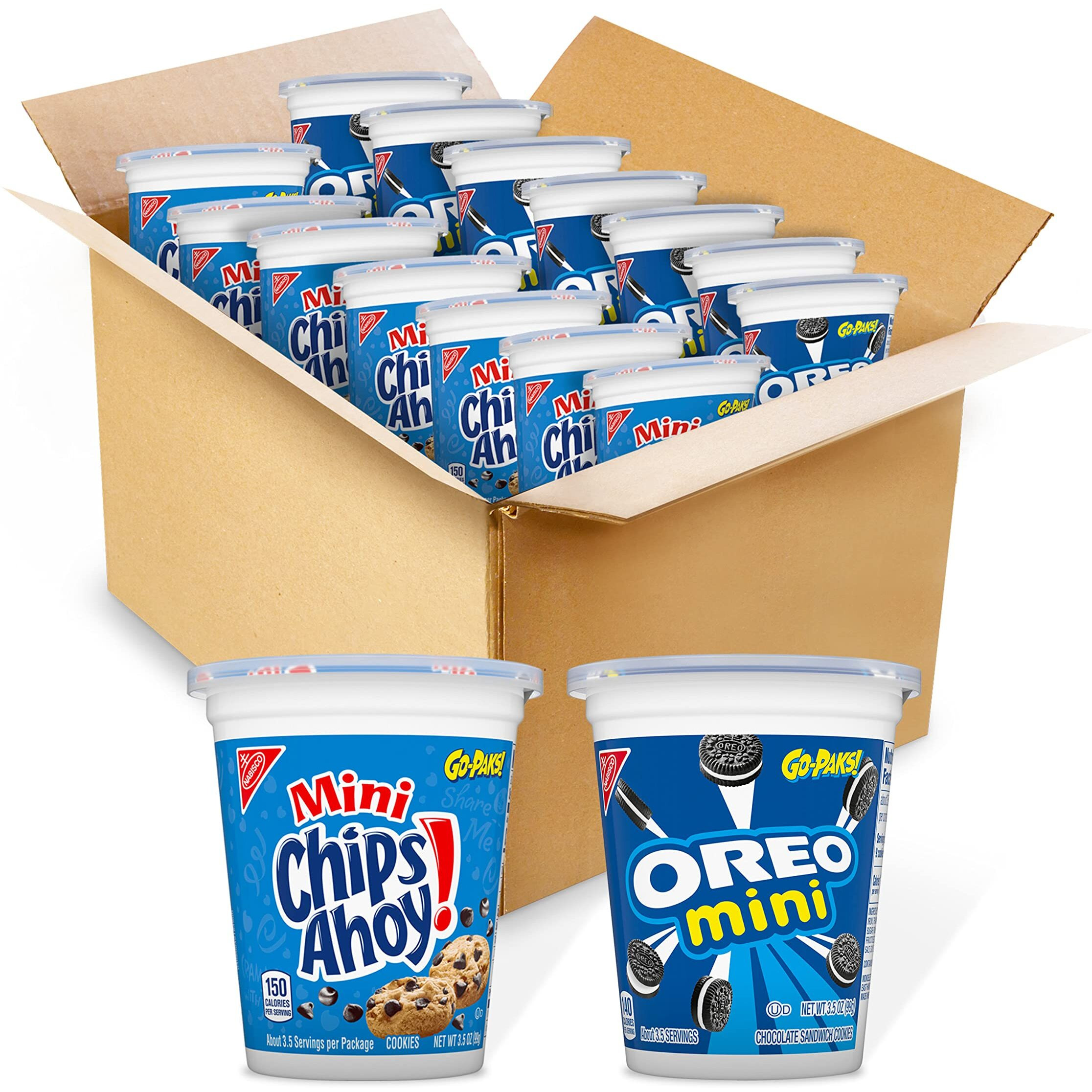Oreo Mini Cookies & Chips Ahoy Mini Cookies Go-Cup Cookies Variety Pack, 14 Go-Paks
