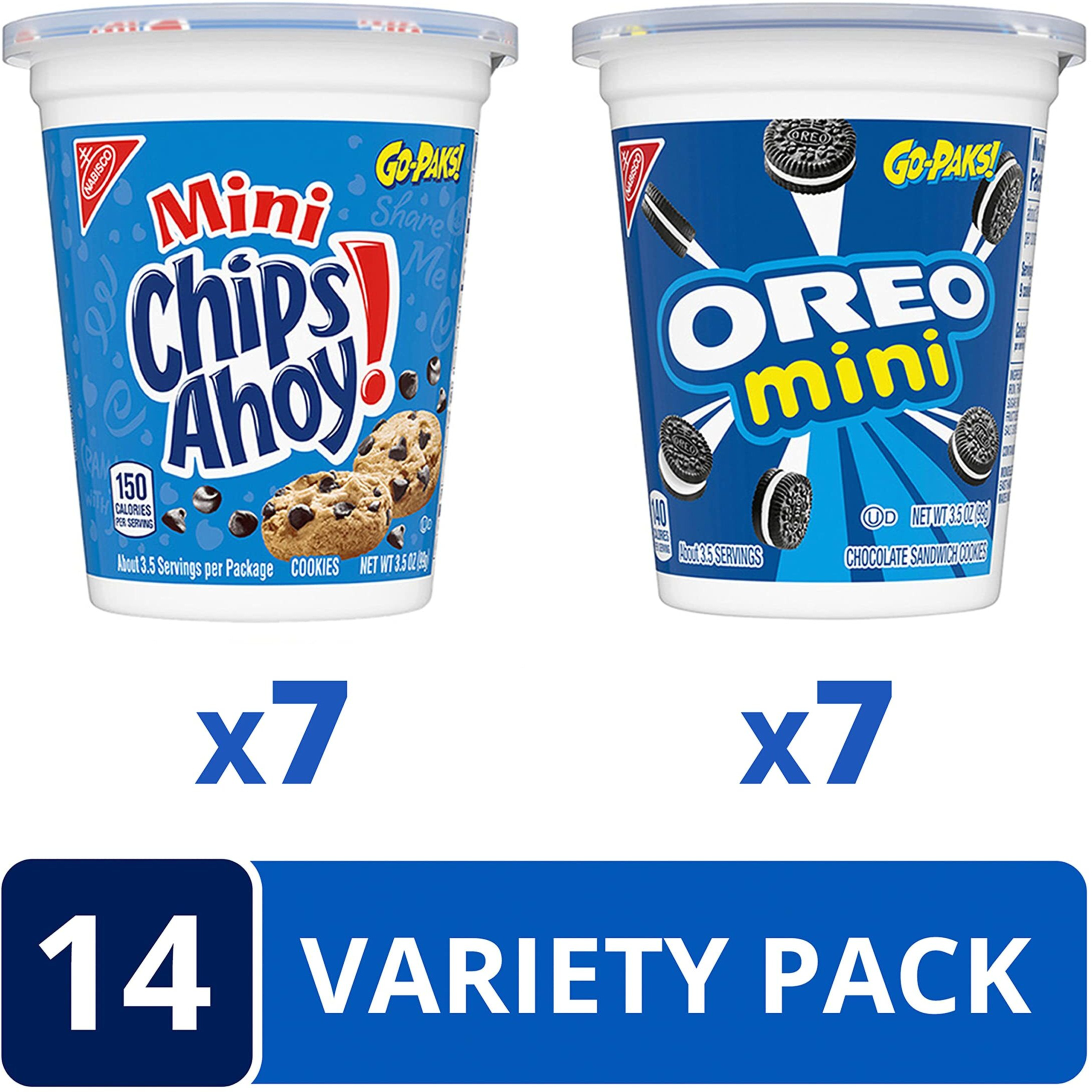 Oreo Mini Cookies & Chips Ahoy Mini Cookies Go-Cup Cookies Variety Pack, 14 Go-Paks