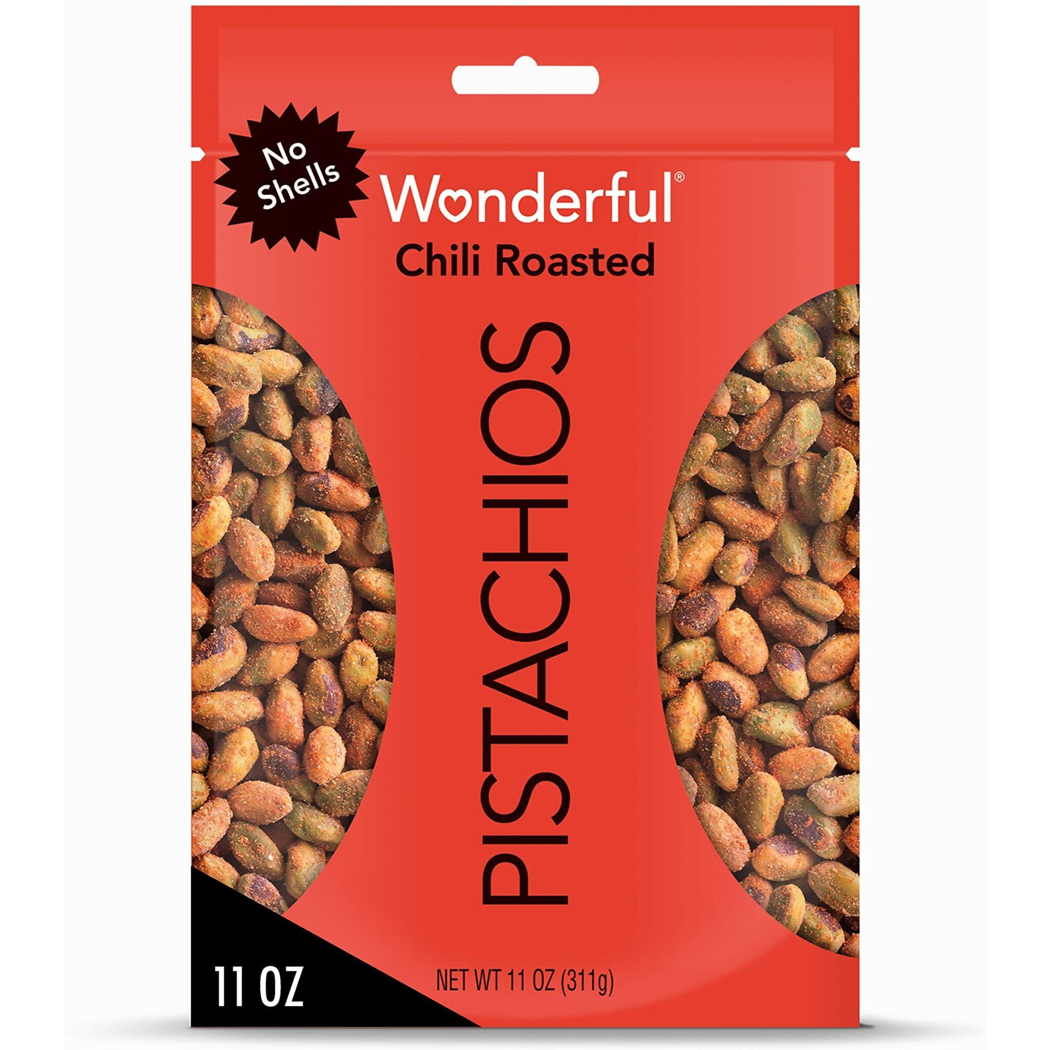 Wonderful Pistachios No Shells, Chili Roasted Nuts, 11 Ounce Resealable Bag, Protein Snacks, Gluten Free, Healthy Snacks For Adults