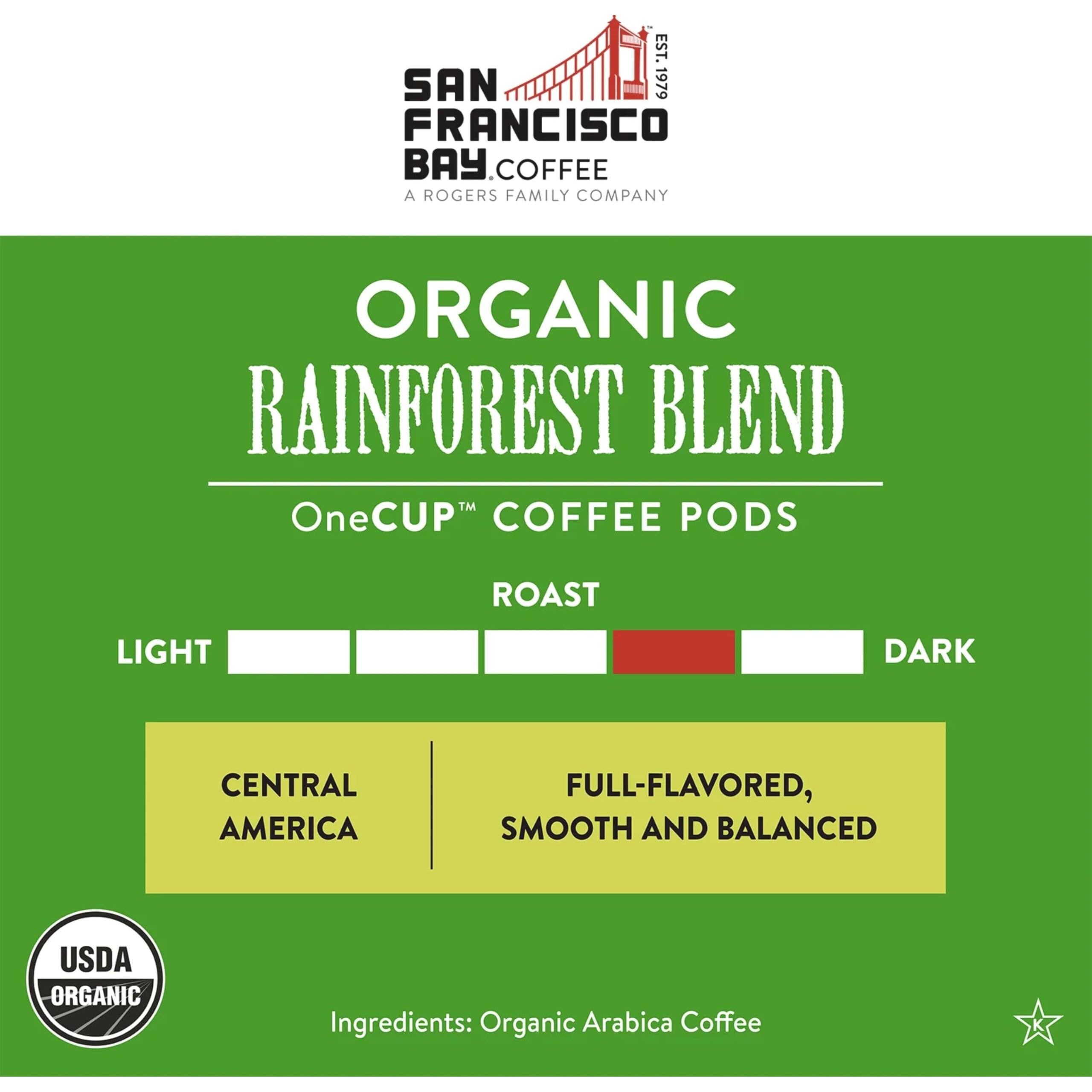 San Francisco Bay Compostable Coffee Pods - Organic Rainforest Blend (120 Ct) K Cup Compatible Including Keurig 2.0, Medium Dark Roast