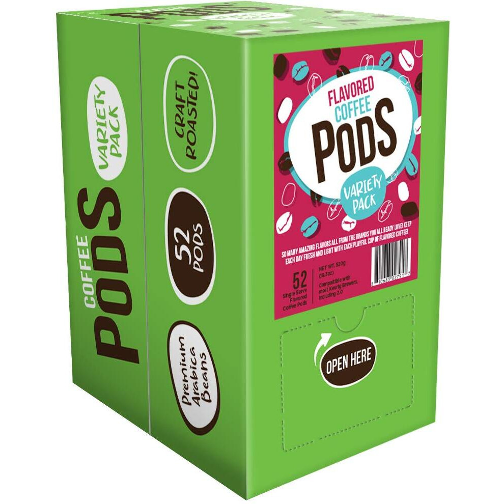 Coffee Pod Variety Packs Sampler, Compatible With K Cup Brewers Including 2.0, Assorted Variety Pack (Assorted Flavored Coffee, 52 Count (Pack Of 1)