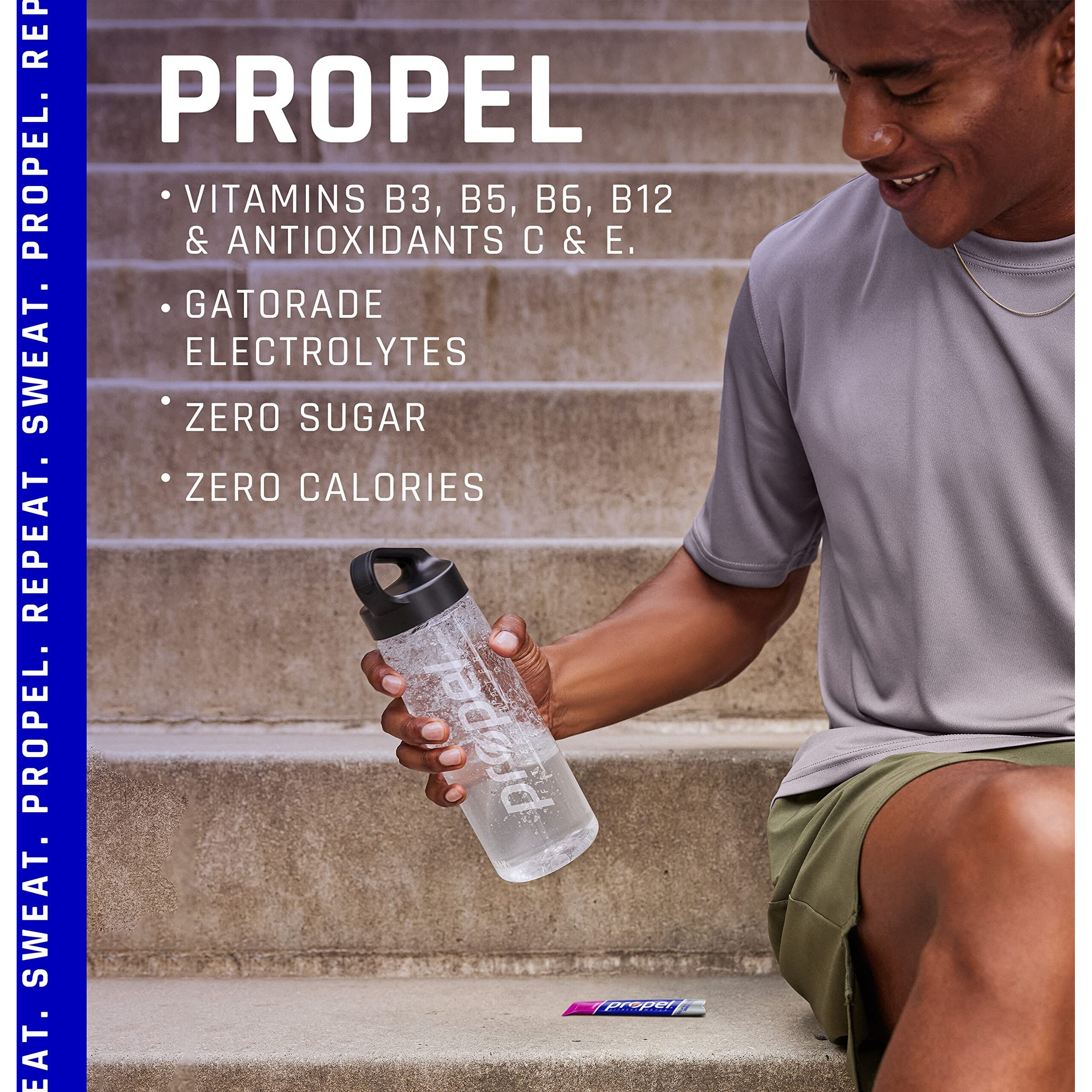 Propel Powder Packets. Watermelon With Electrolytes, Vitamins And No Sugar, 10 Count (Pack Of 12) - Packaging May Vary