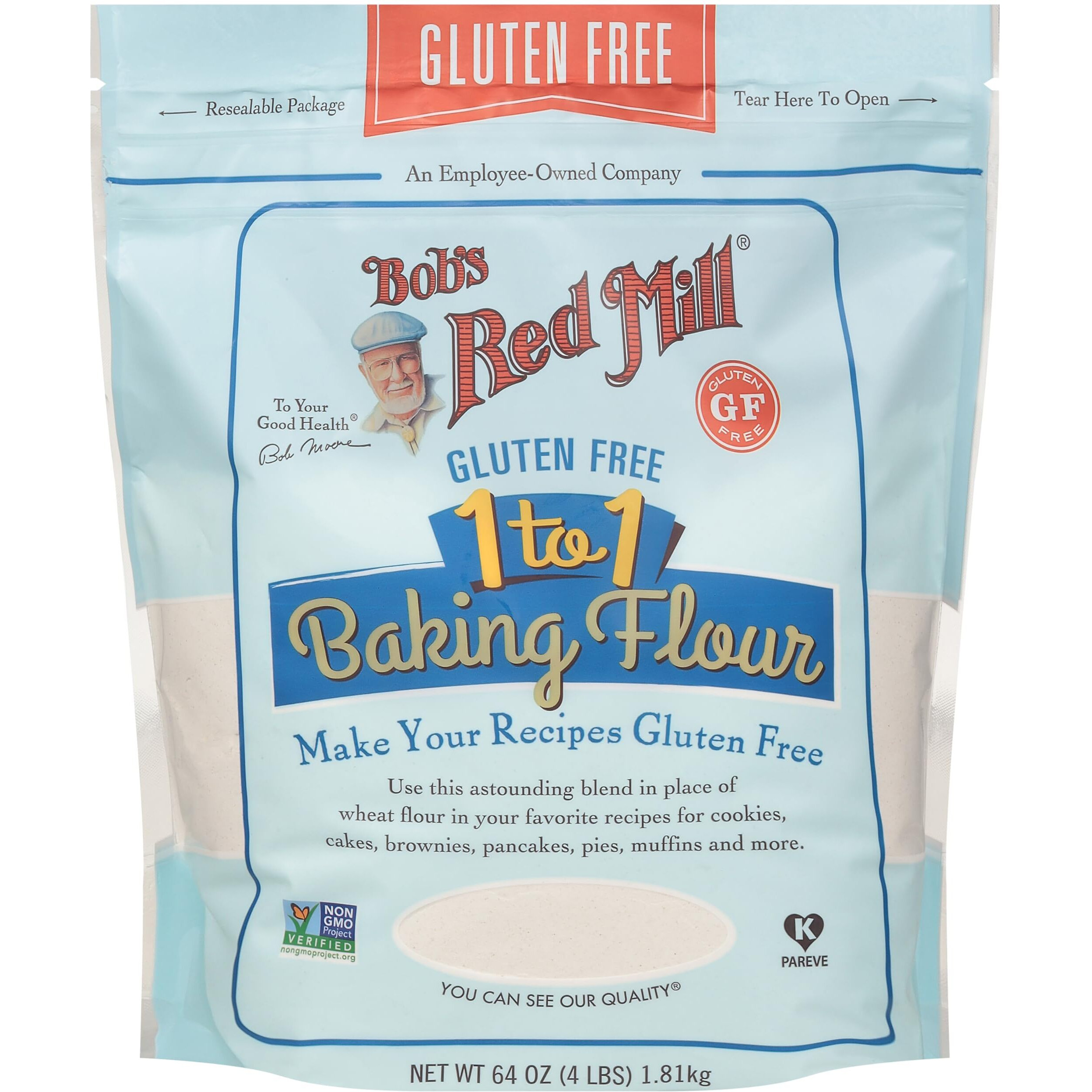 Bob's Red Mill Gluten Free 1-To-1 Baking Flour, 64-Ounce (Pack Of 4)