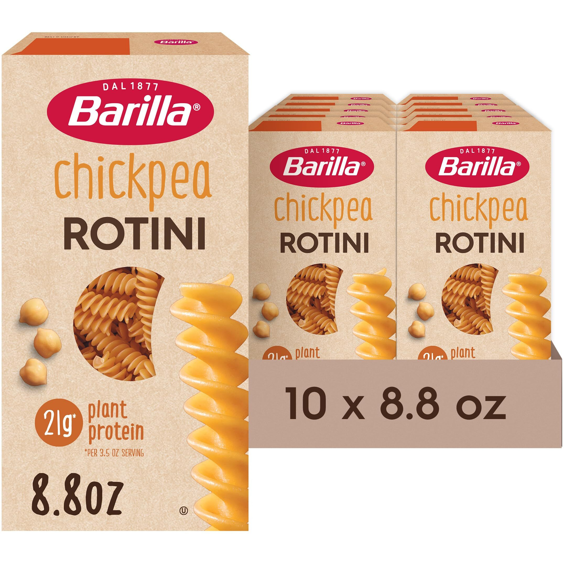 Barilla Chickpea Rotini Pasta, Vegan, Gluten Free, Non Gmo & Kosher - High Protein Pasta Made With Plant Based Protein, 8.8 Ounce (Pack Of 10)