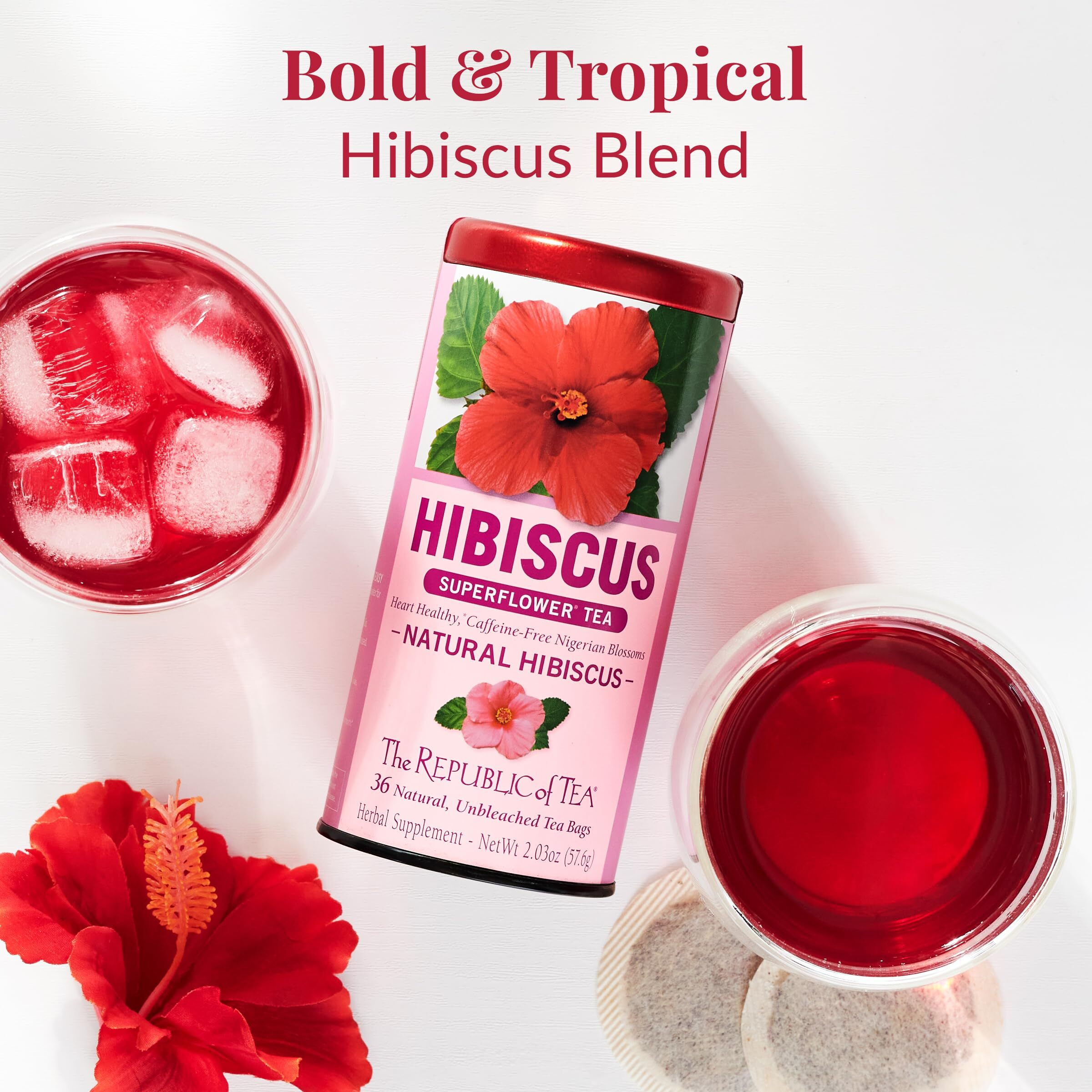 The Republic Of Tea Natural Hibiscus Superflower Tea (36 Tea Bags)