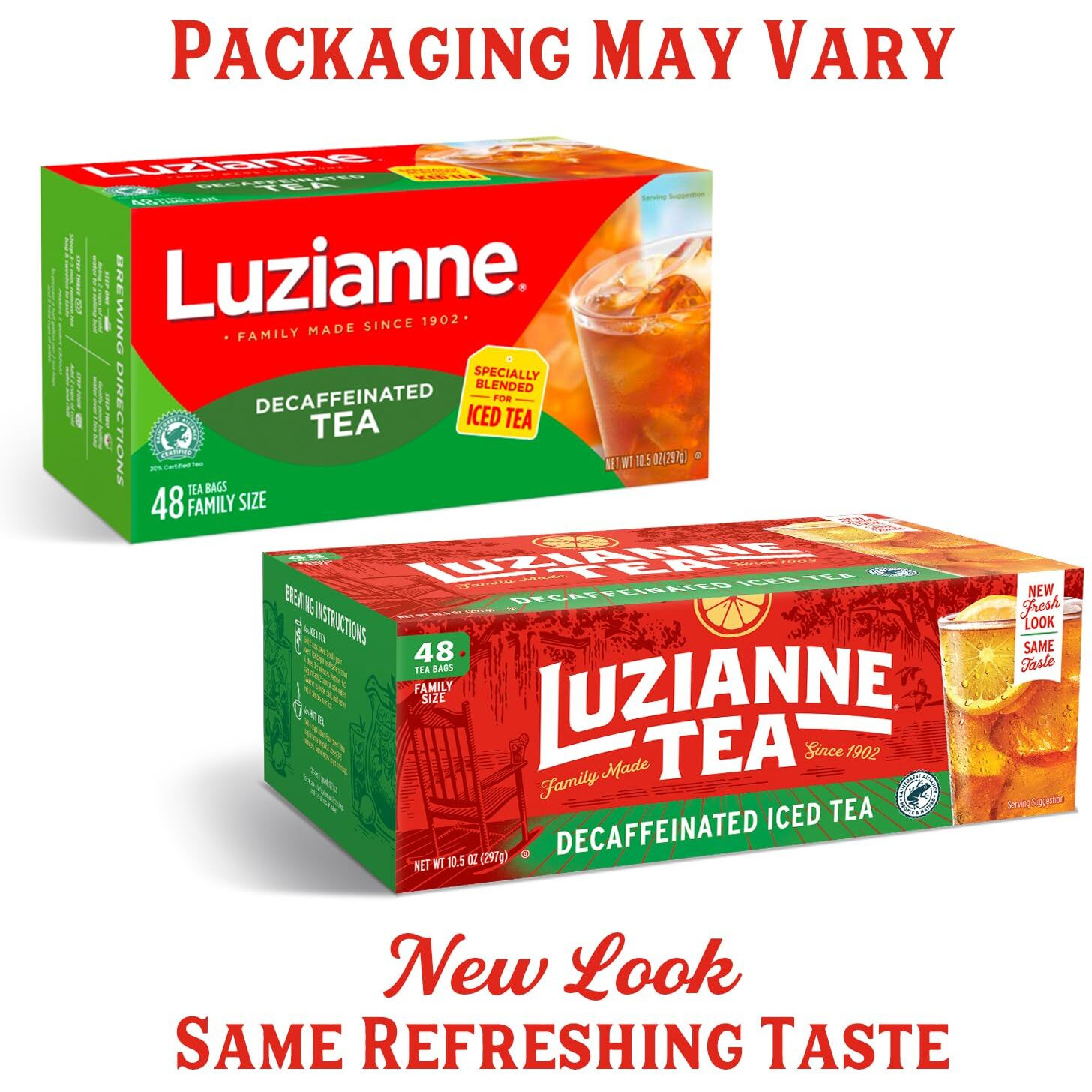 Luzianne Decaffeinated Iced Tea Bags, Family Size, 48 Count Box (Pack Of 1)