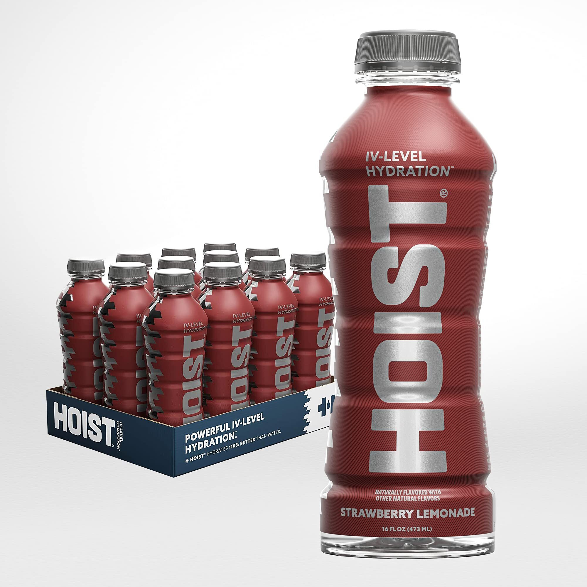 Hoist Premium Military Hydration Electrolyte Drink, Powerful Iv-Level Hydration, Clinically Proven Performance Drink, Strawberry Lemonade, 16 Fl Oz (Pack Of 12)