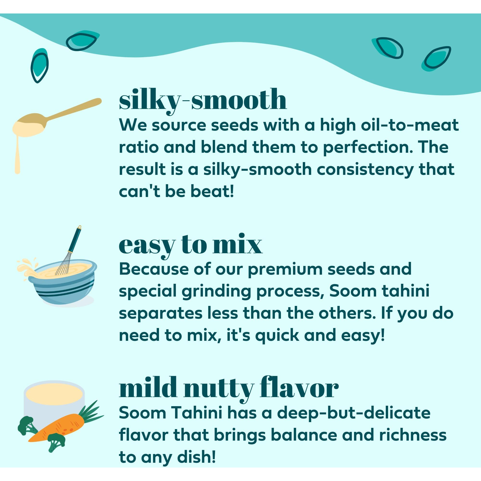 Soom Foods Ground Premium Sesame Tahini Paste 16Oz (2 Pack) | Silky Smooth Texture In Hummus, Dips, Dressings | Vegan, Nut-Free, Gluten-Free, Dairy-Free, Paleo, Keto