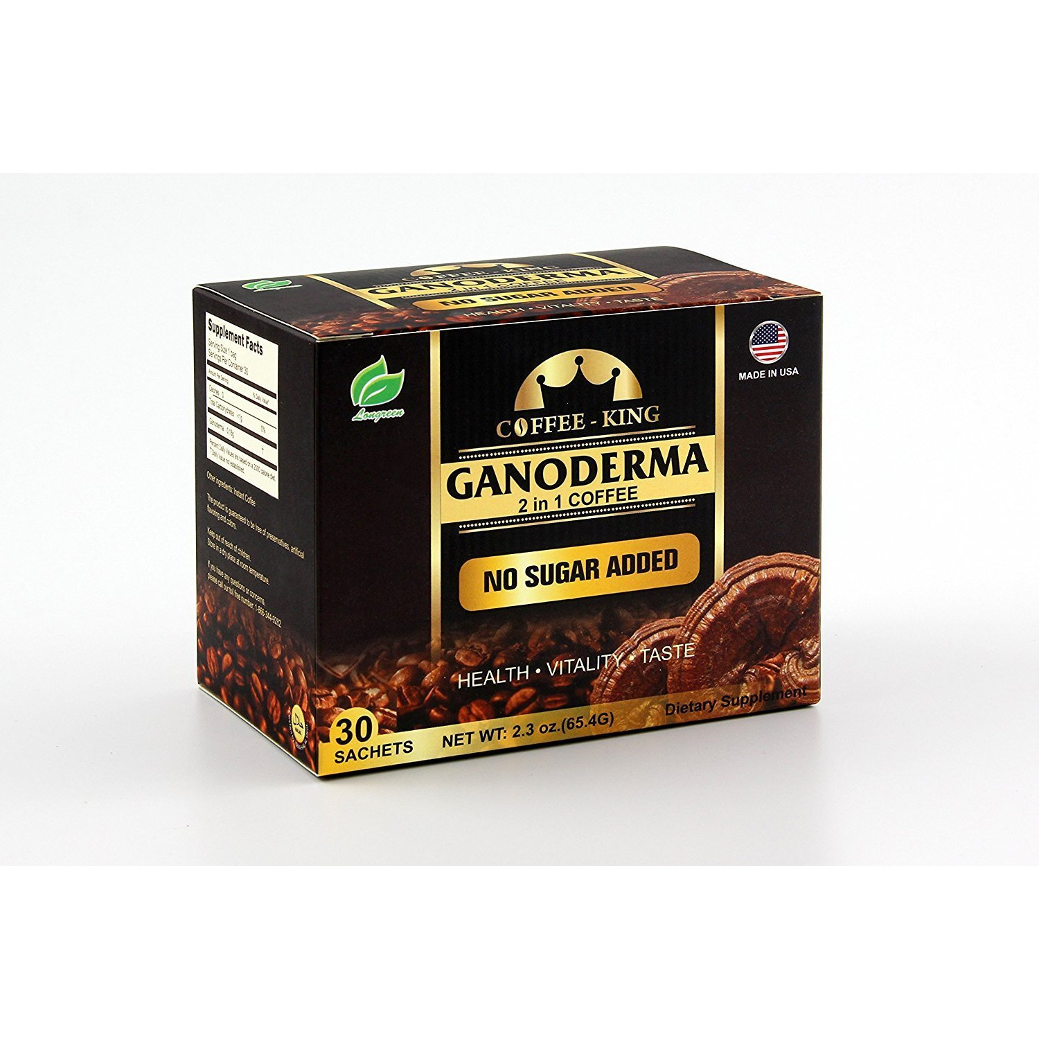 Ganoderma Reishi Coffee Mix, Instant 2-In-1 Mushroom Coffee With All Natural Ganoderma Lucidum. A Non Sugar Dietary Supplement To Replace Regular Coffee - 30 Sachets