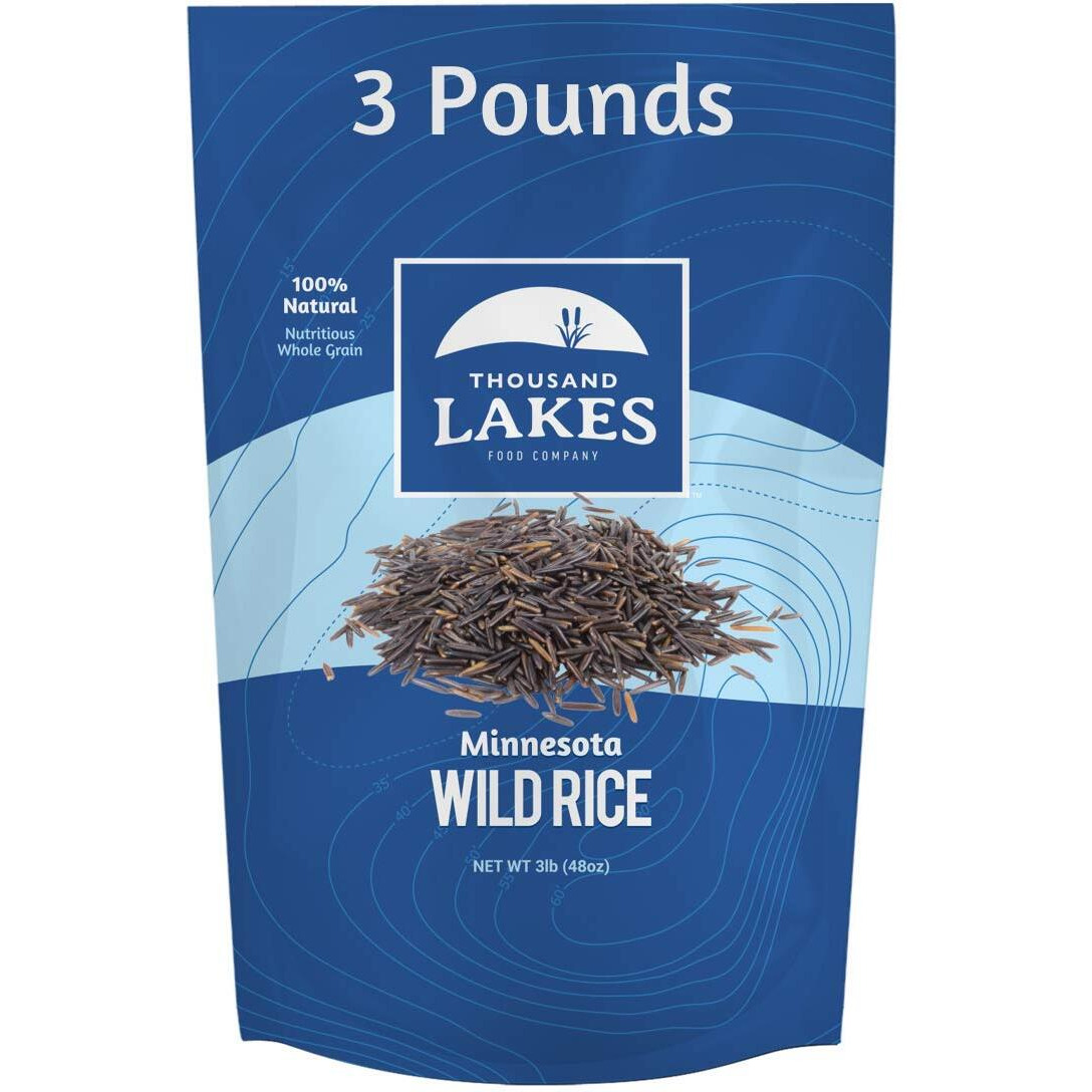 Thousand Lakes Minnesota Grown Wild Rice - 3 Pounds (48 Ounces) - Bulk Pouch | 100% Wild Rice | All Natural