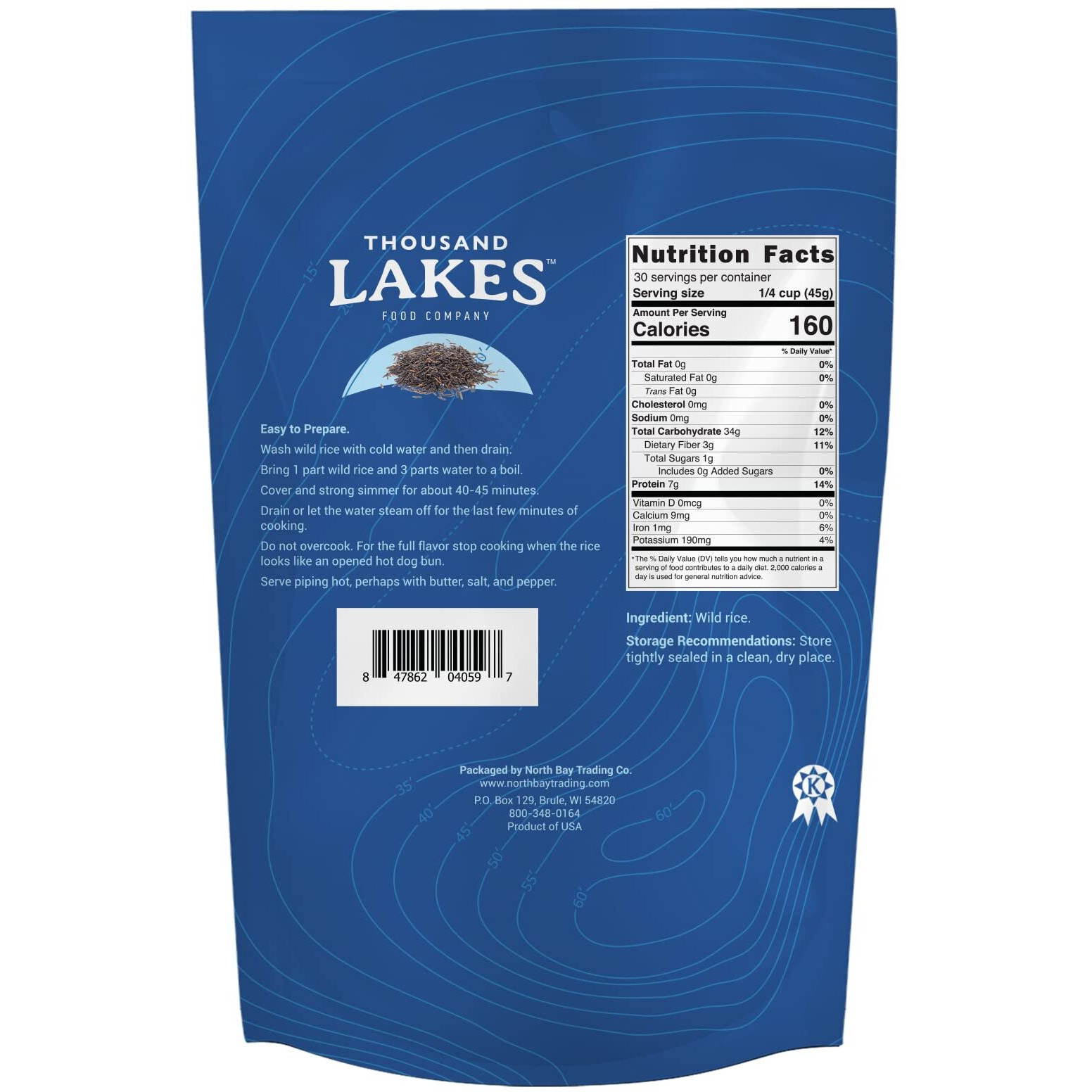 Thousand Lakes Minnesota Grown Wild Rice - 3 Pounds (48 Ounces) - Bulk Pouch | 100% Wild Rice | All Natural