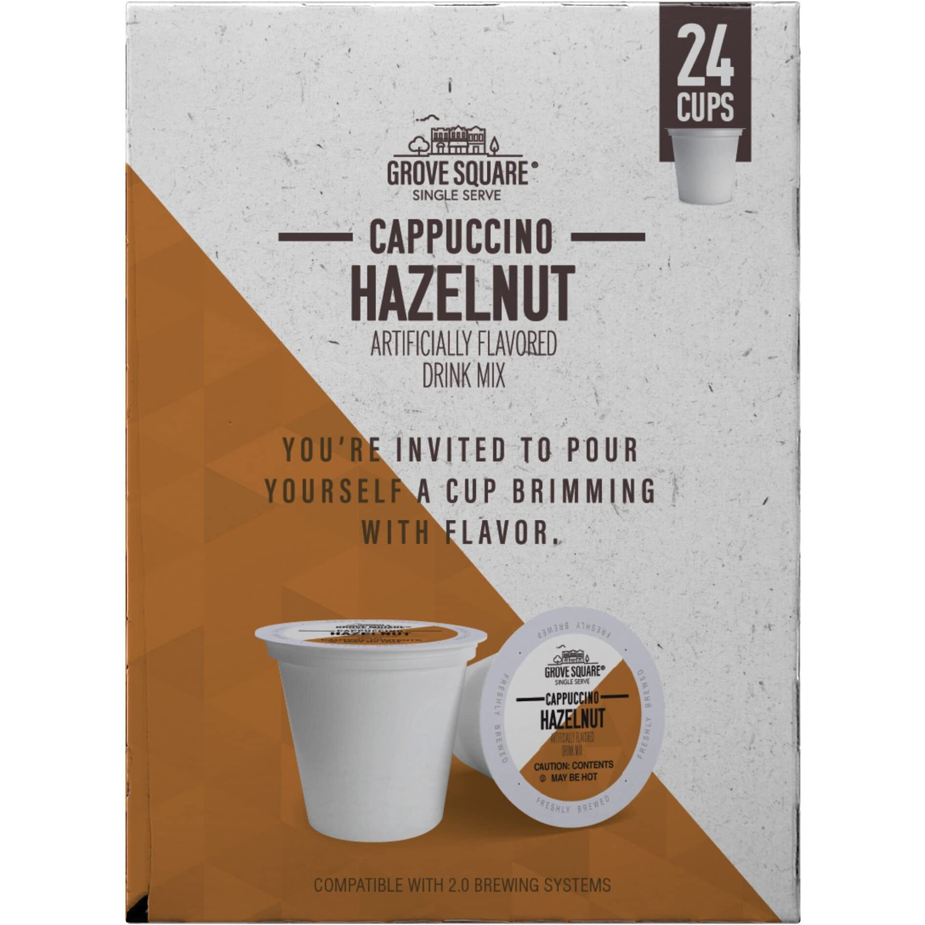 Grove Square Cappuccino, Hazelnut, 24 Single Serve Cups