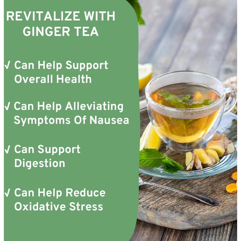 Handpick, Ginger Tea Bags (100 Herbal Tea Bags) Caffeine Free & 100% Pure Ginger Root | Naturally Supports Digestion | Soothing & Spicy Blend | Round Eco Conscious Tea Bags