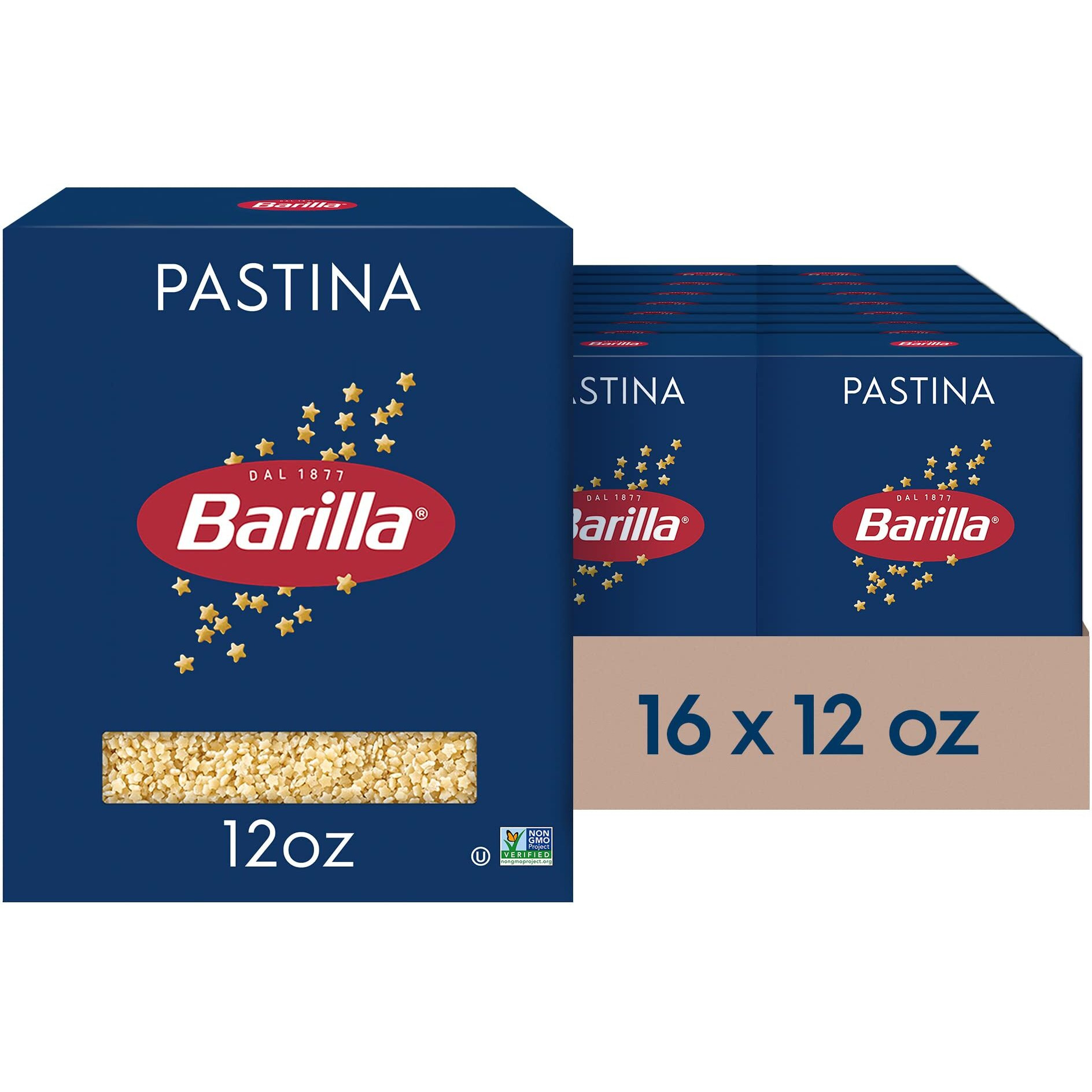 Barilla Pastina Pasta, 12 Oz. Box (Pack Of 16) - Non-Gmo Pasta Made With Durum Wheat Semolina - Kosher Certified Pasta