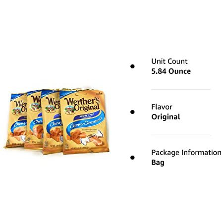 Werther's Chewy Caramels Candies Original Sugar Free, 1.46 Ounce Pack Of 4