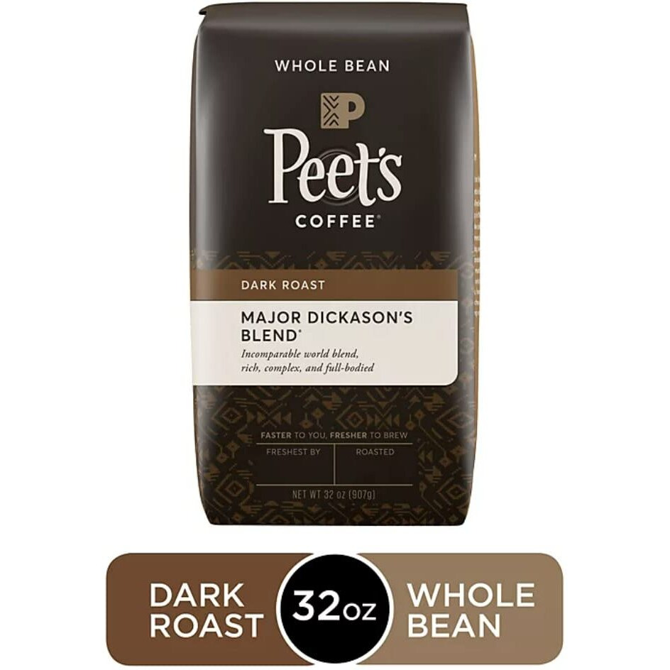 Peet's Coffee, Major Dickason's Blend, Dark Roast, Whole Bean 32Oz (2 Pack)