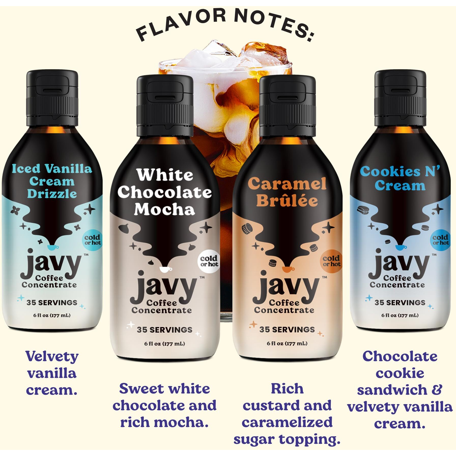 Javy Coffee Concentrate - Cold Brew Coffee, Perfect For Instant Iced Coffee, Cold Brewed Coffee And Hot Coffee, 35 Servings - 4 Pack Variety