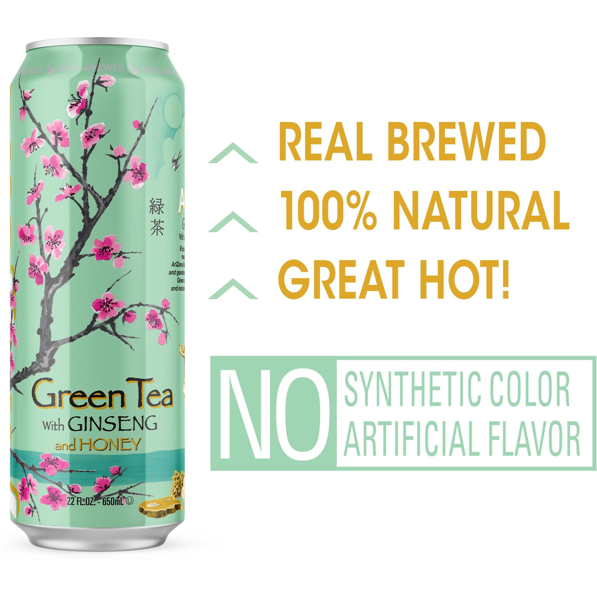 Arizona Green Tea With Ginseng And Honey - Big Can, 22 Fl Oz (Pack Of 12)