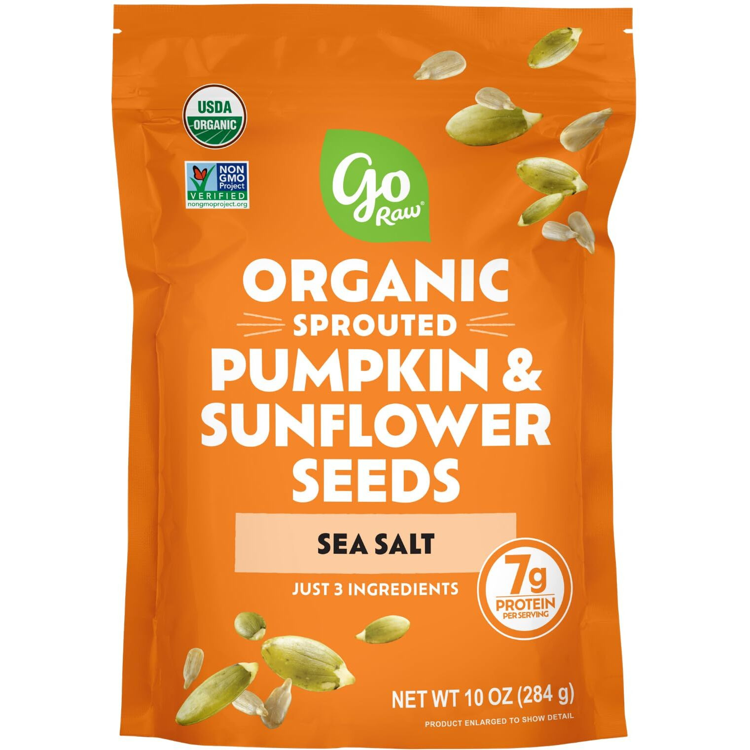 Go Raw Organic Sprouted Pumpkin & Sunflower Seeds, 10 Oz, Sea Salted, Keto, Kosher, Superfood