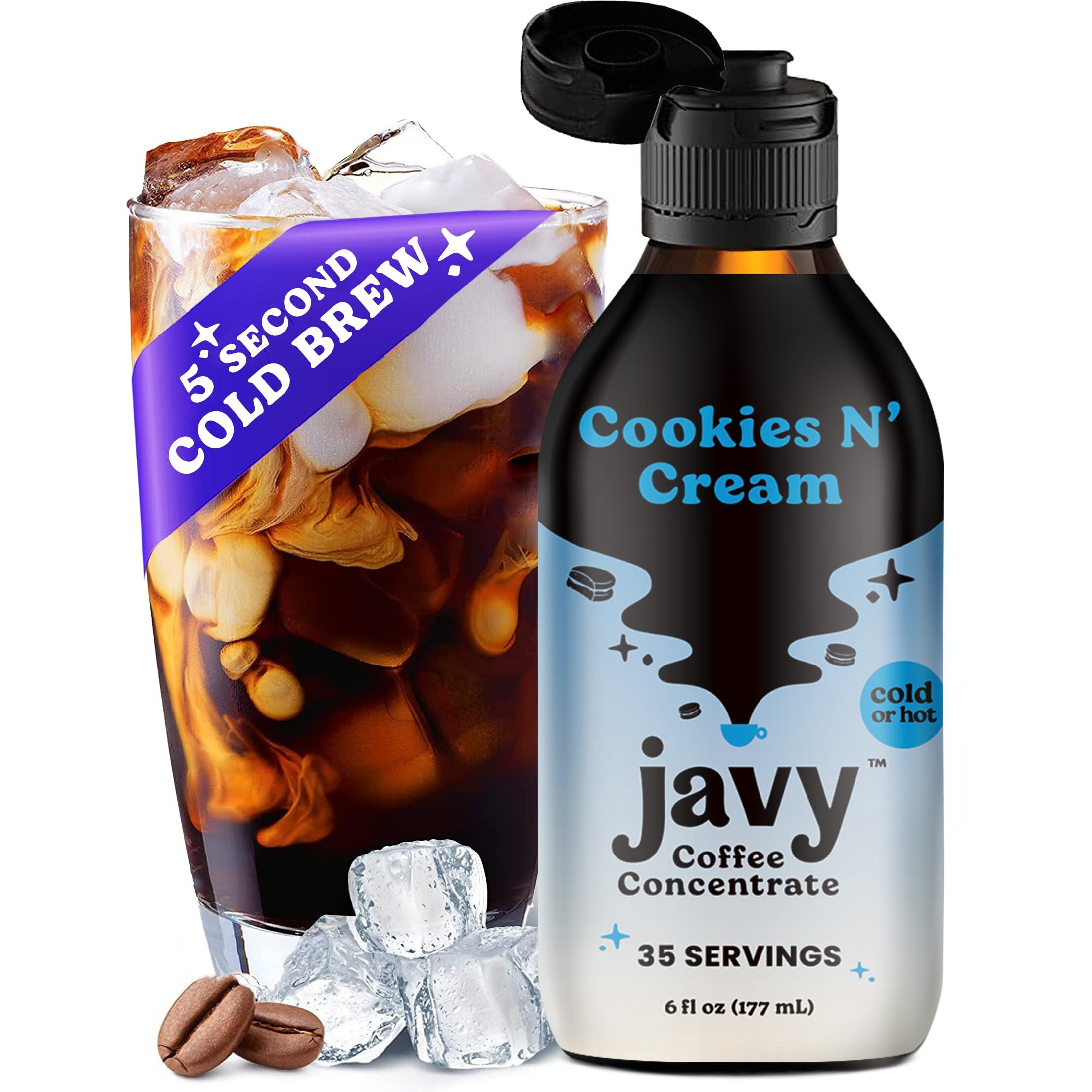 Javy Coffee Concentrate - Cold Brew Coffee, Perfect For Instant Iced Coffee, Cold Brewed Coffee And Hot Coffee, 35 Servings - Cookies N Cream
