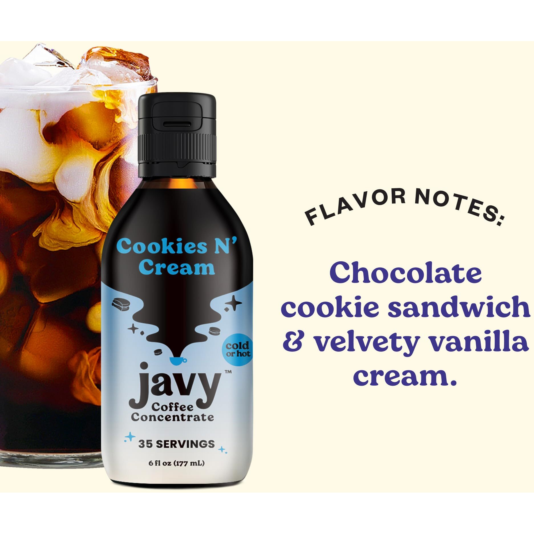 Javy Coffee Concentrate - Cold Brew Coffee, Perfect For Instant Iced Coffee, Cold Brewed Coffee And Hot Coffee, 35 Servings - Cookies N Cream