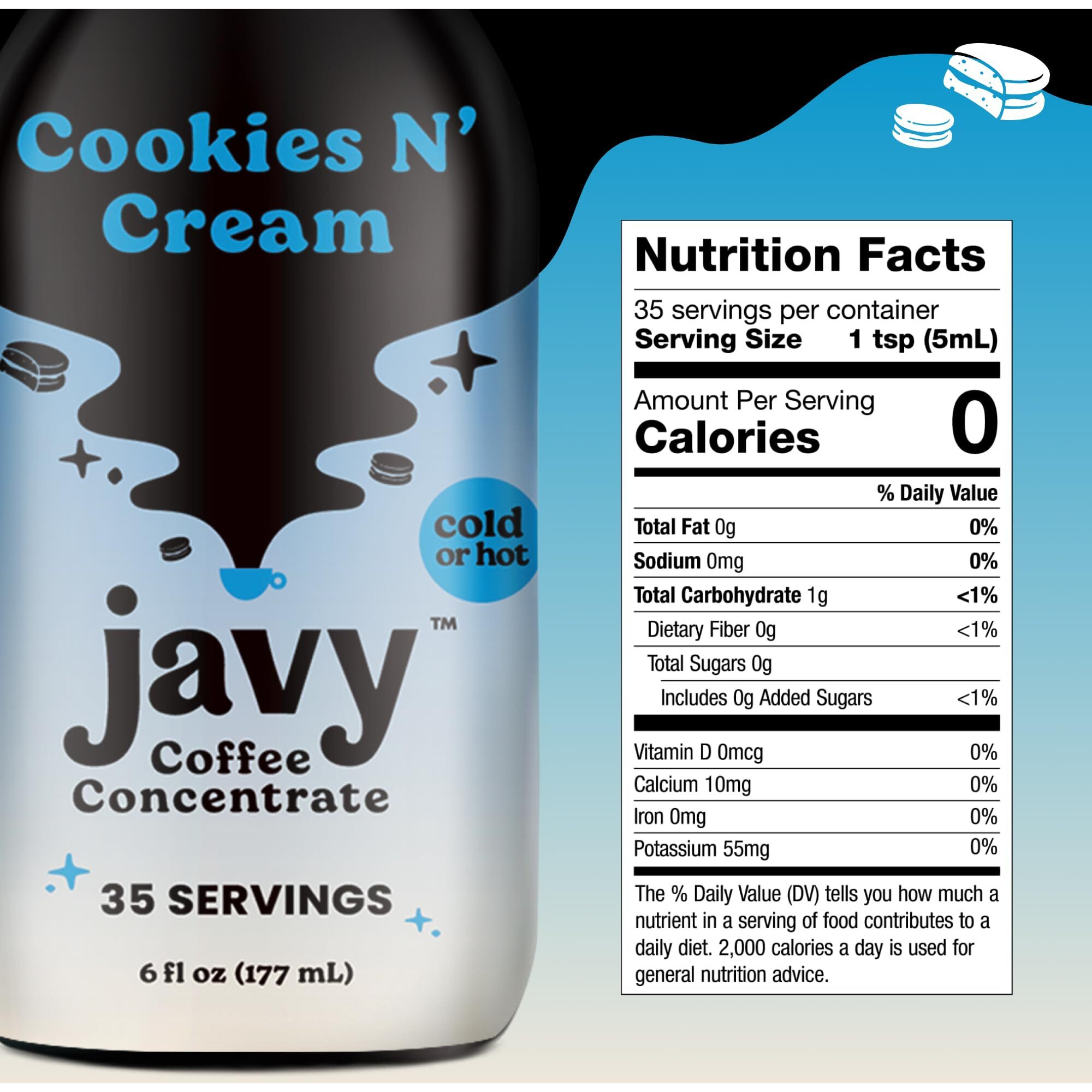 Javy Coffee Concentrate - Cold Brew Coffee, Perfect For Instant Iced Coffee, Cold Brewed Coffee And Hot Coffee, 35 Servings - Cookies N Cream