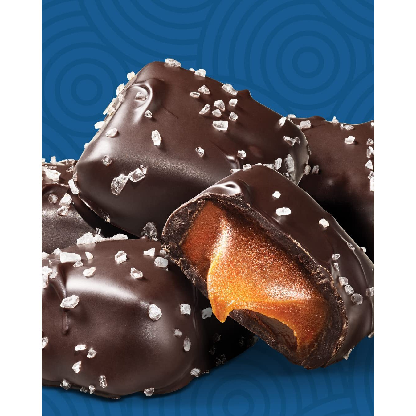 Sanders Dark Chocolate Sea Salt Caramels (32 Oz Tub) - Handcrafted Small Batch Slow Cooked Caramel, Sea Salt Dark Chocolate With Rich Indulgent Flavor, Sweet & Salty