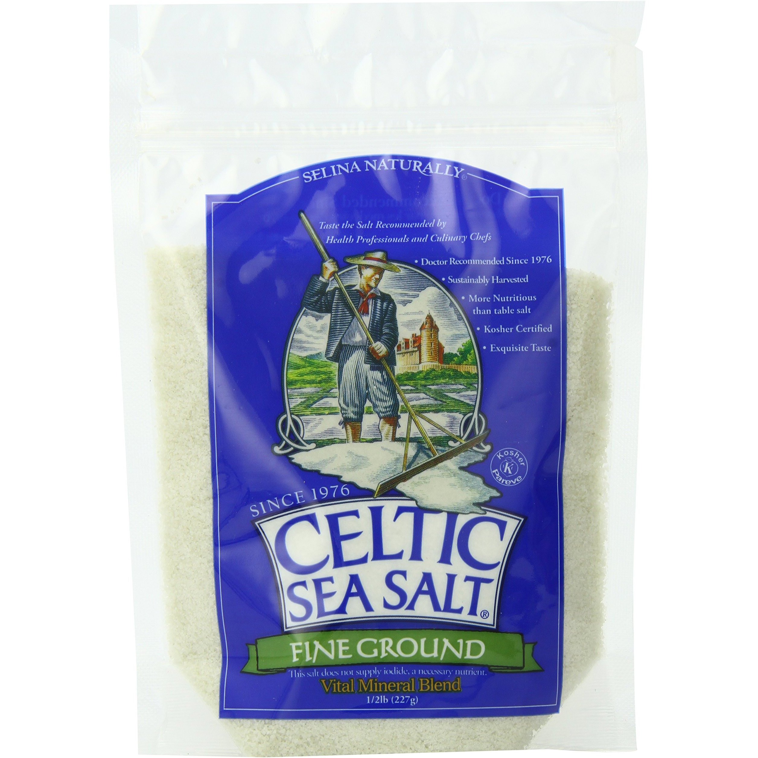 Celtic Sea Salt, Fine Ground, 8 Ounce Resealable Bag, Pack Of 6