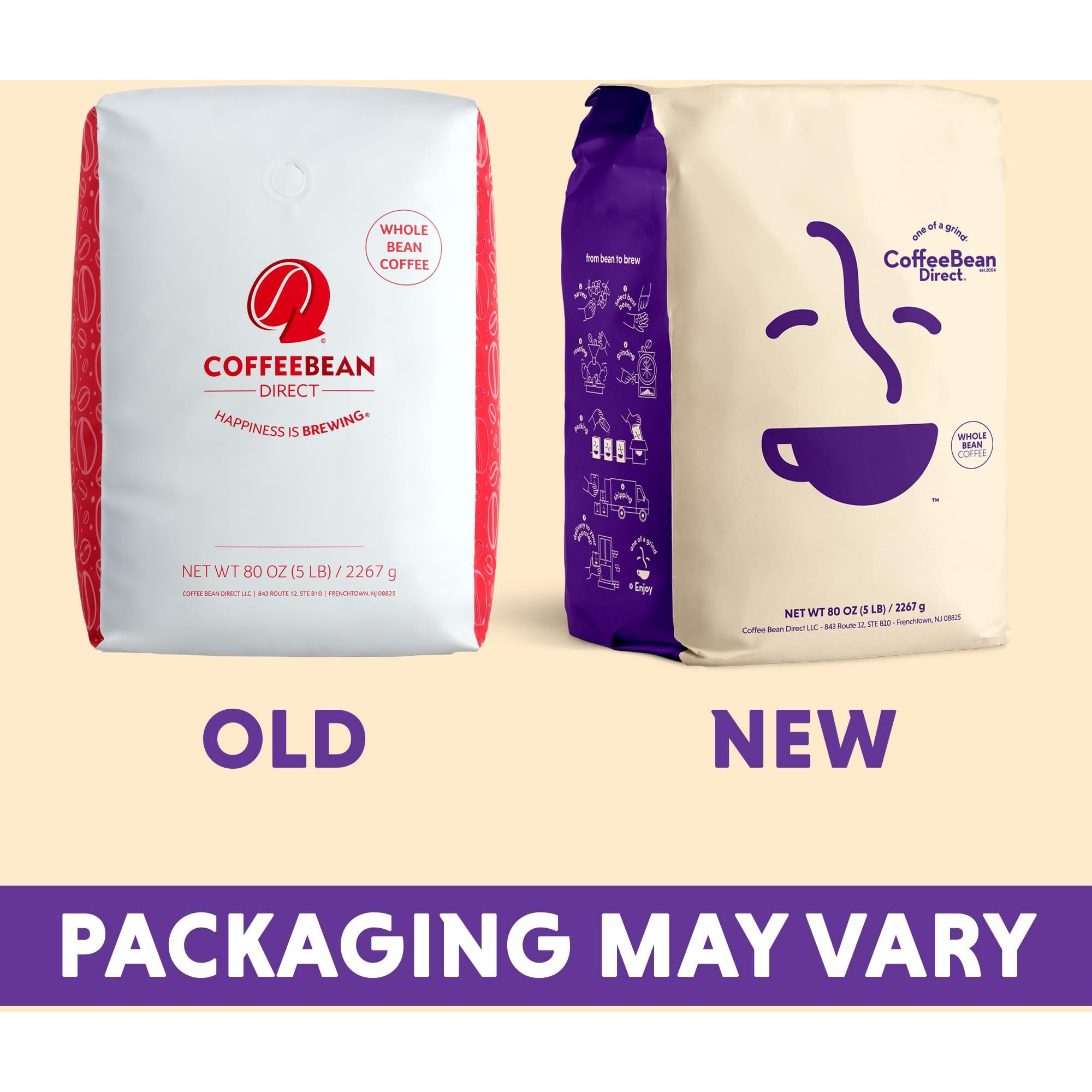 Coffee Bean Direct Jamaican Me Crazy Flavored, Whole Bean Coffee, 5-Pound Bag