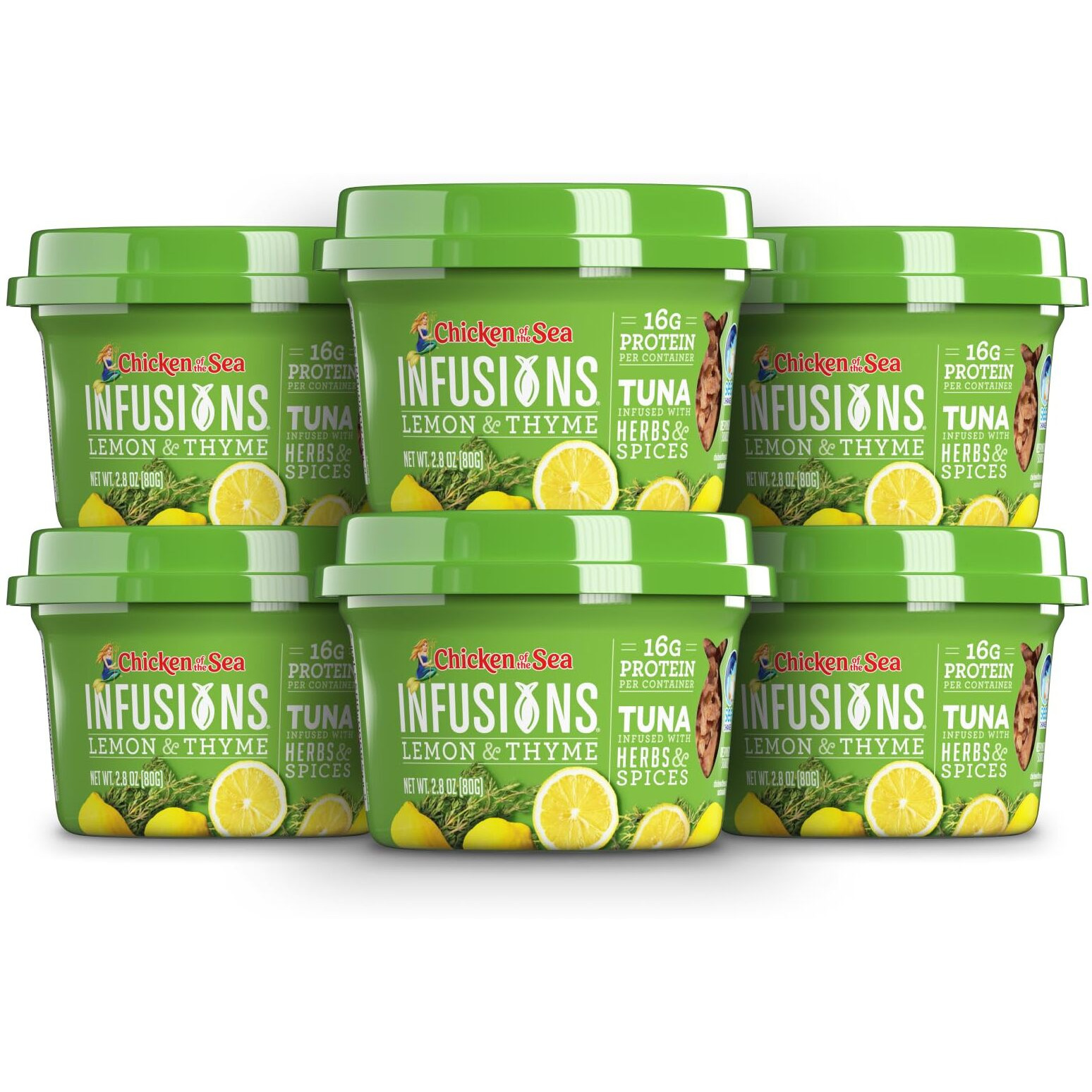 Chicken Of The Sea Infusions Tuna, 2.8 Ounce Cups (Pack Of 6), Wild Caught Tuna, Lemon & Thyme