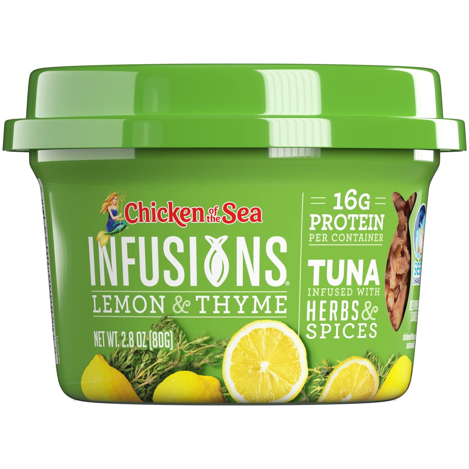 Chicken Of The Sea Infusions Tuna, 2.8 Ounce Cups (Pack Of 6), Wild Caught Tuna, Lemon & Thyme