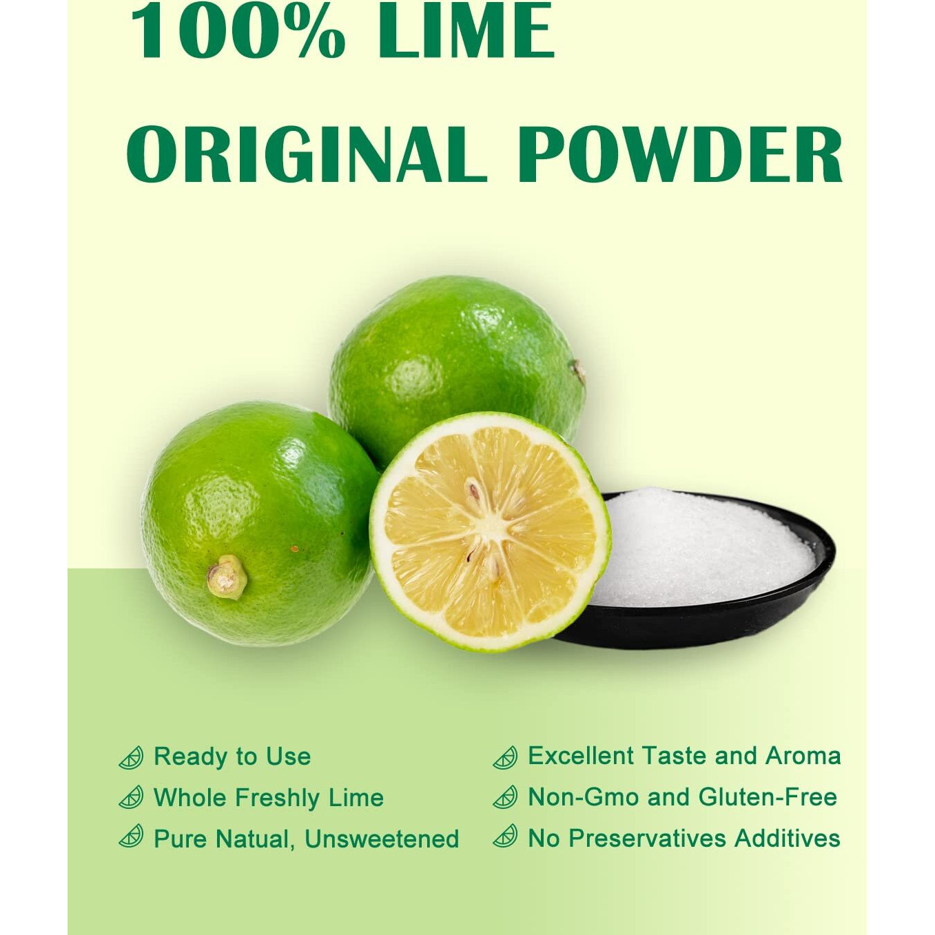 Orgfun Original Lime Powder, Whole Lime Juice Freeze Dried Powder, Fresh Squeezed Lime Juice Prefer For Cocktails, Drinks, Smoothies, And Cooking 7.06 Oz