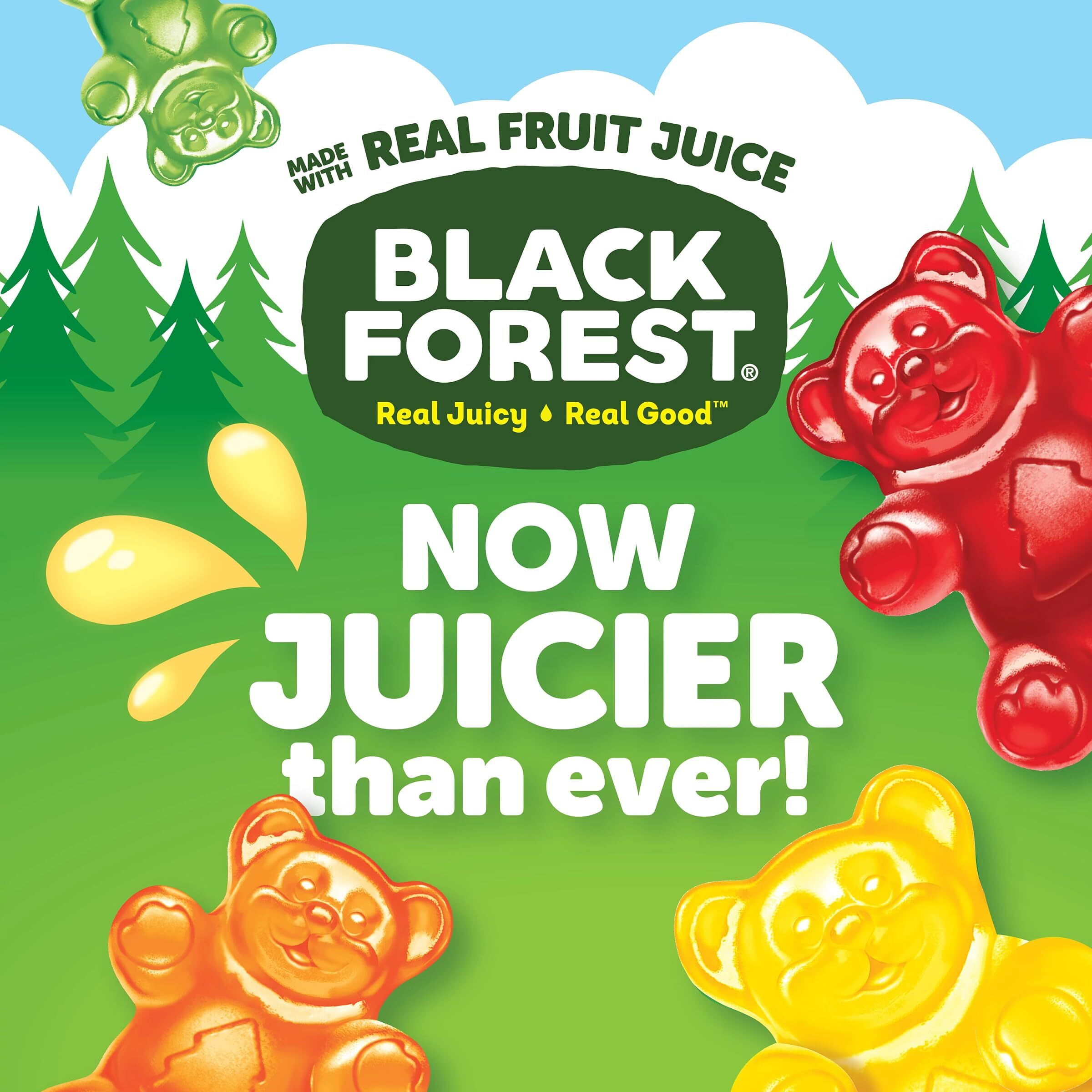 Black Forest Gummy Bears Candy, Made With Real Fruit Juice, 3 Ounce Pouches (Pack Of 12)